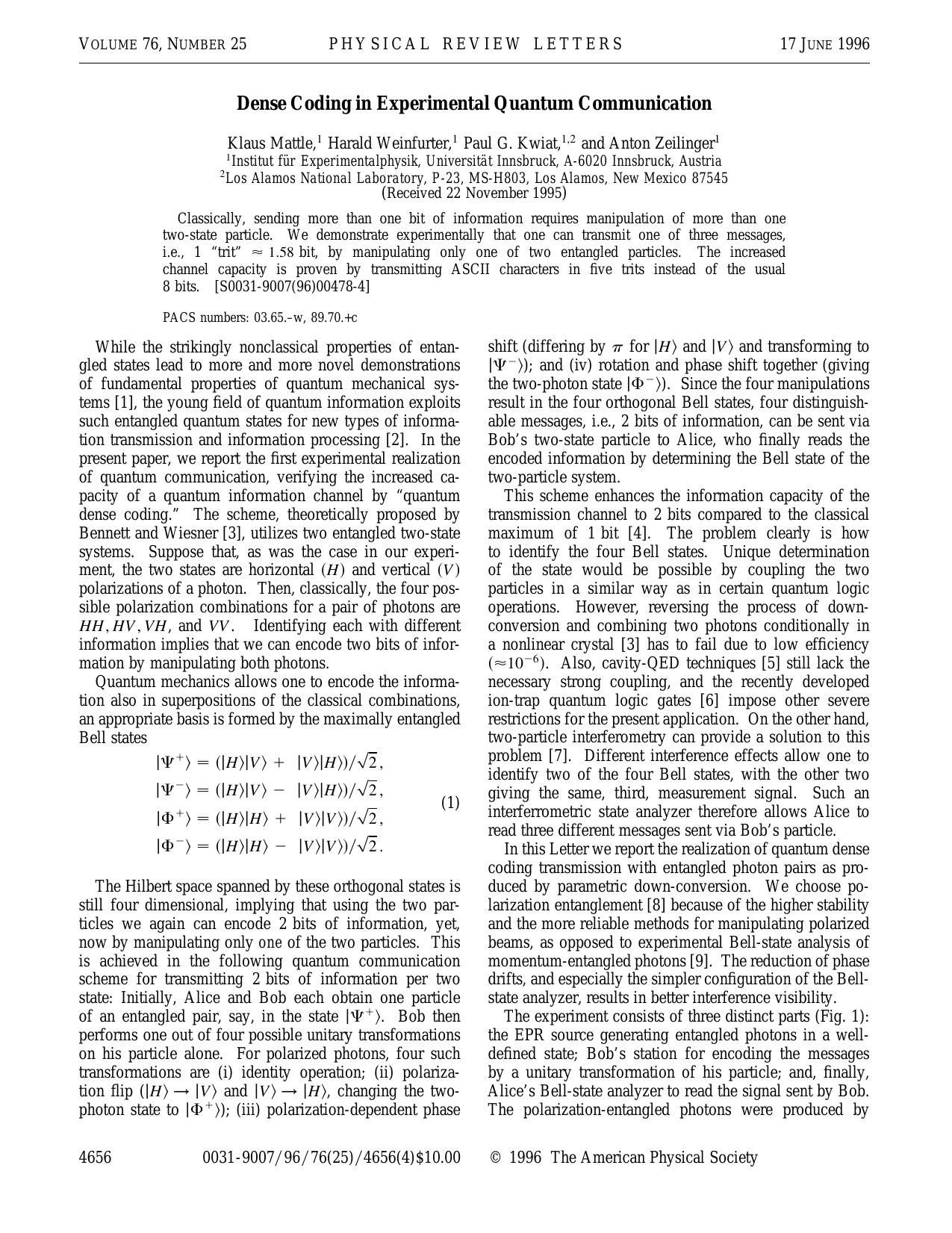 Dense Coding in Experimental Quantum Communication