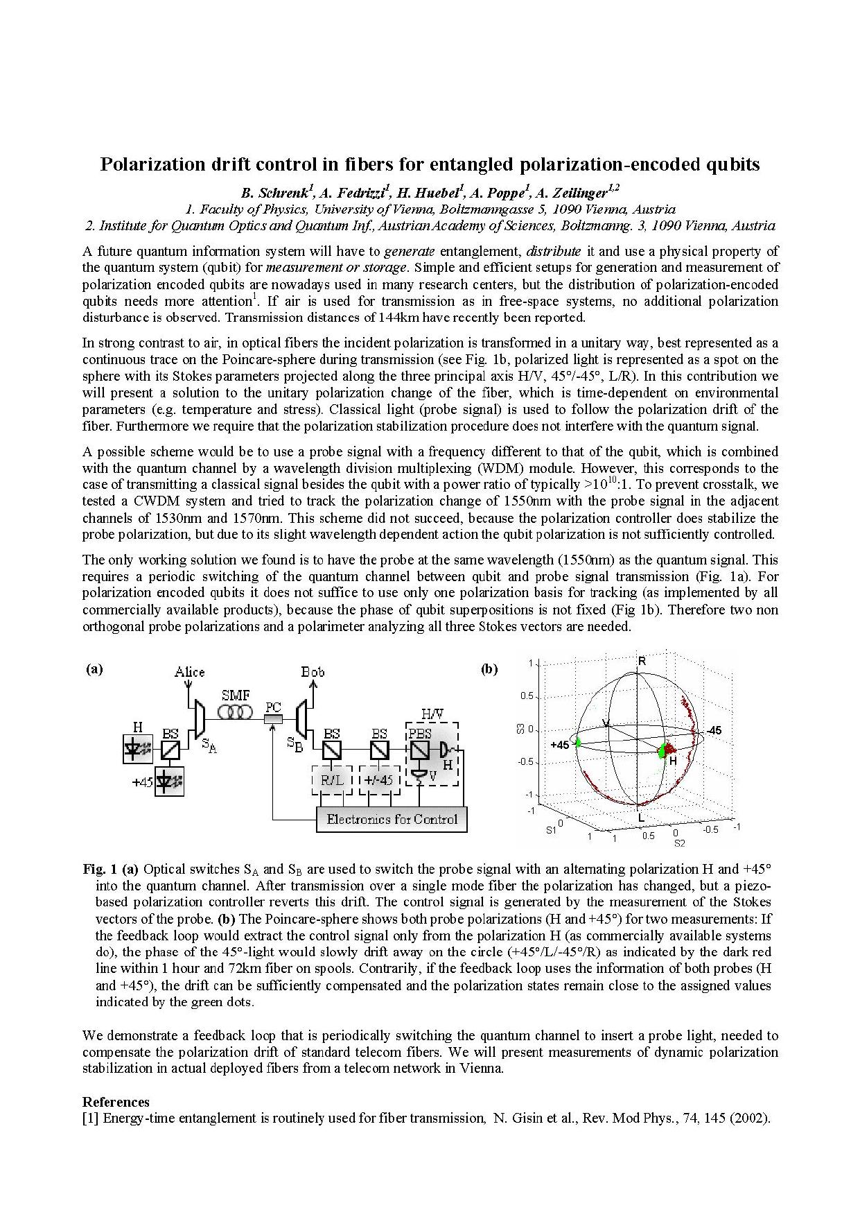 Polarization drift control in fibers for entangled polarization-encoded qubits (2007)