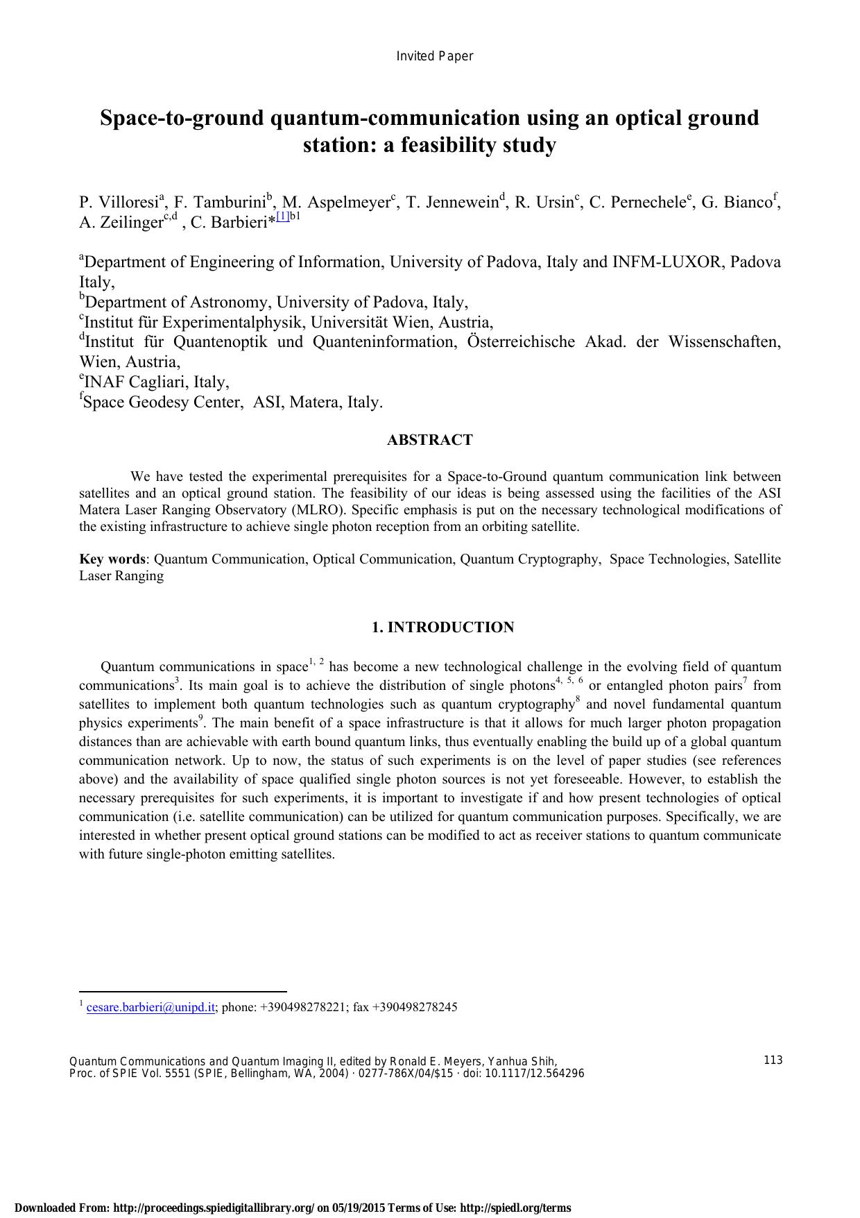 Space-to-ground quantum-communication... (2004)