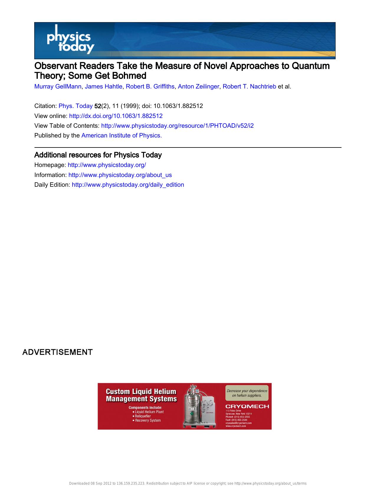 Novel Approaches to Quantum Theory (1999)