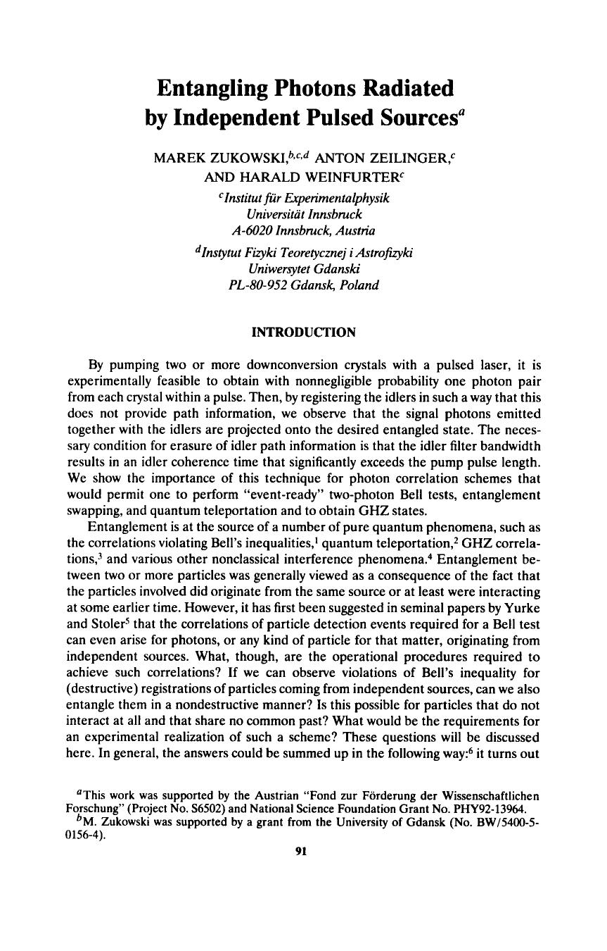 Entangling Photons Radiated by Independent Pulsed Sourcesa