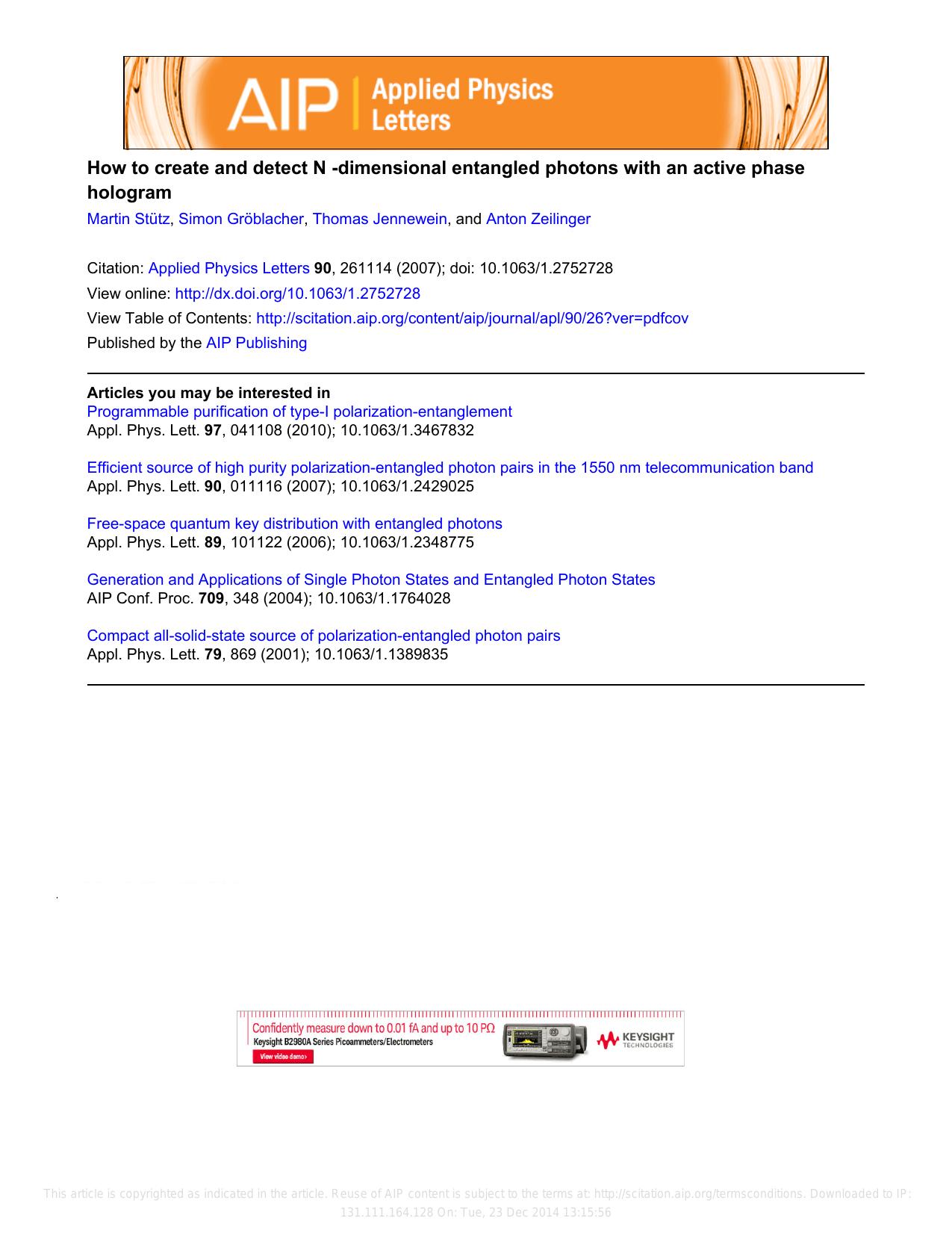 How to create and detect N-dimensional entangled photons... (2007)