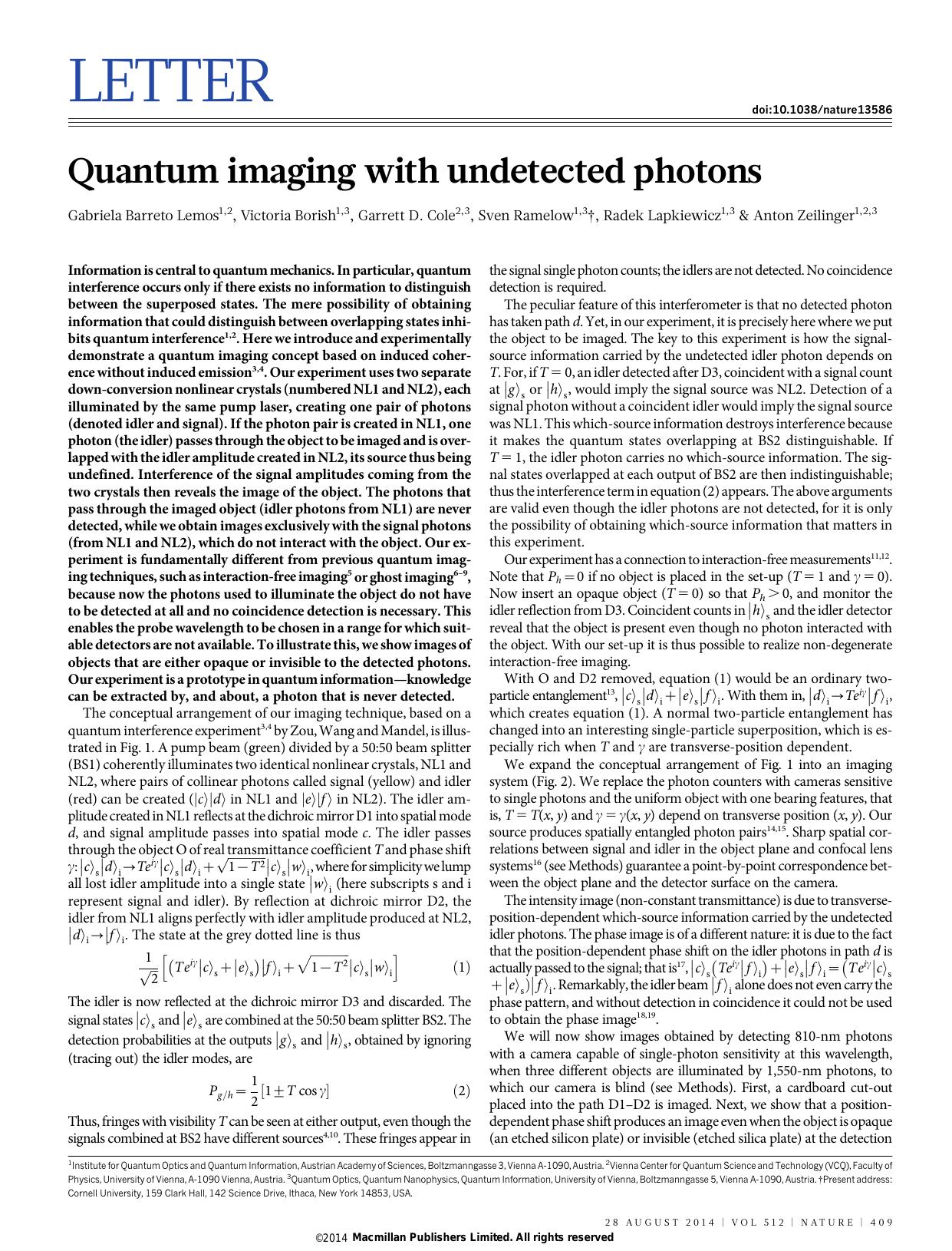 Quantum imaging with undetected photons