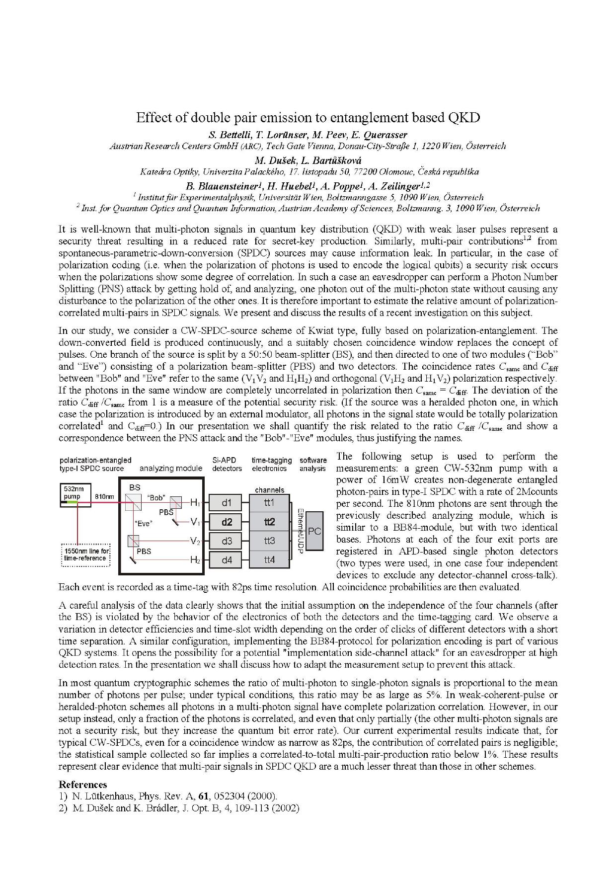 Effect of double pair emission to entanglement based QKD (2007)