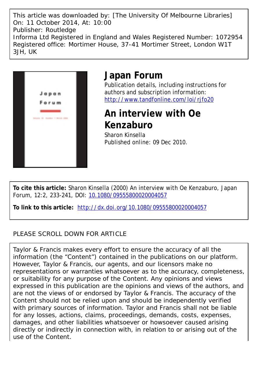 An interview with Oe Kenzaburo