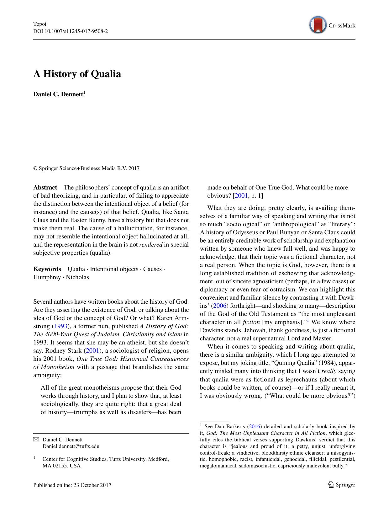 A History of Qualia