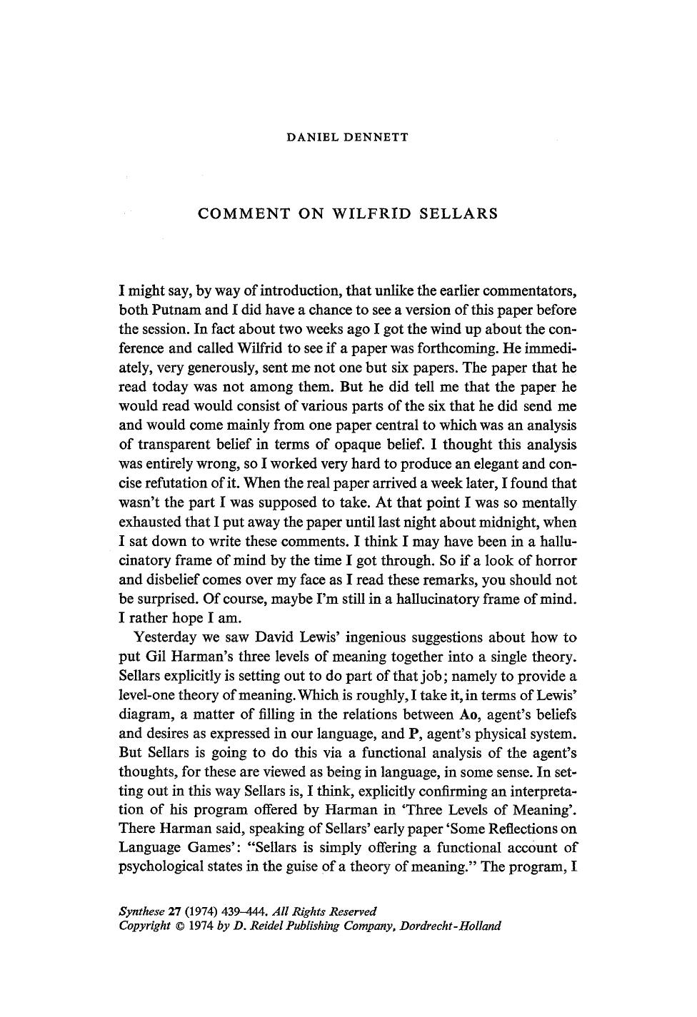 Comment on Wilfrid Sellars