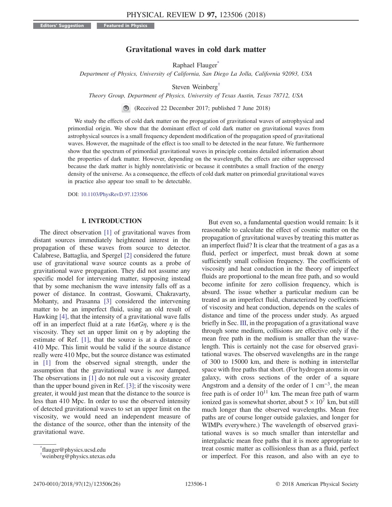 Gravitational waves in cold dark matter