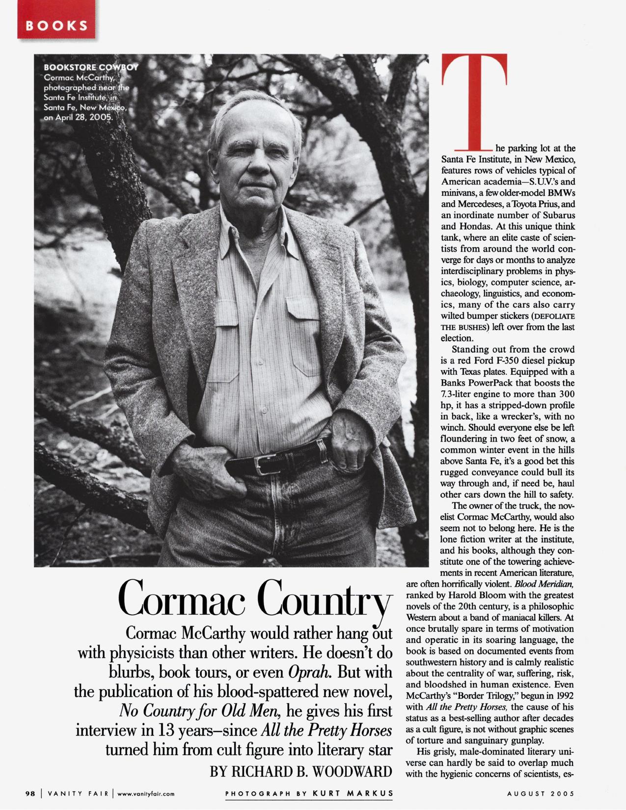 Print Article: Cormac Country | Vanity Fair | August 2005