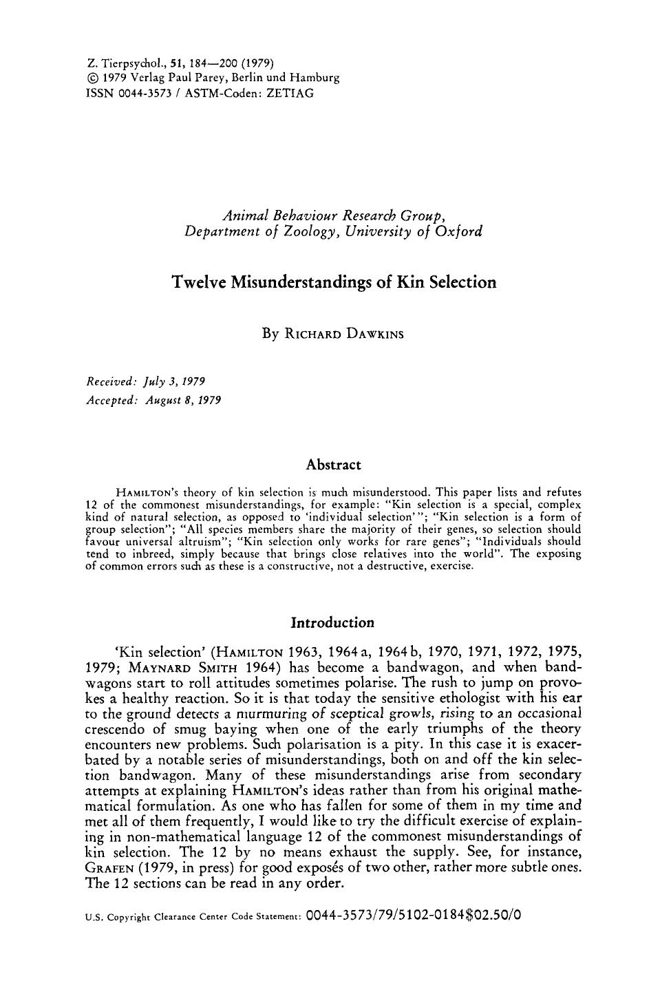 Twelve Misunderstandings of Kin Selection