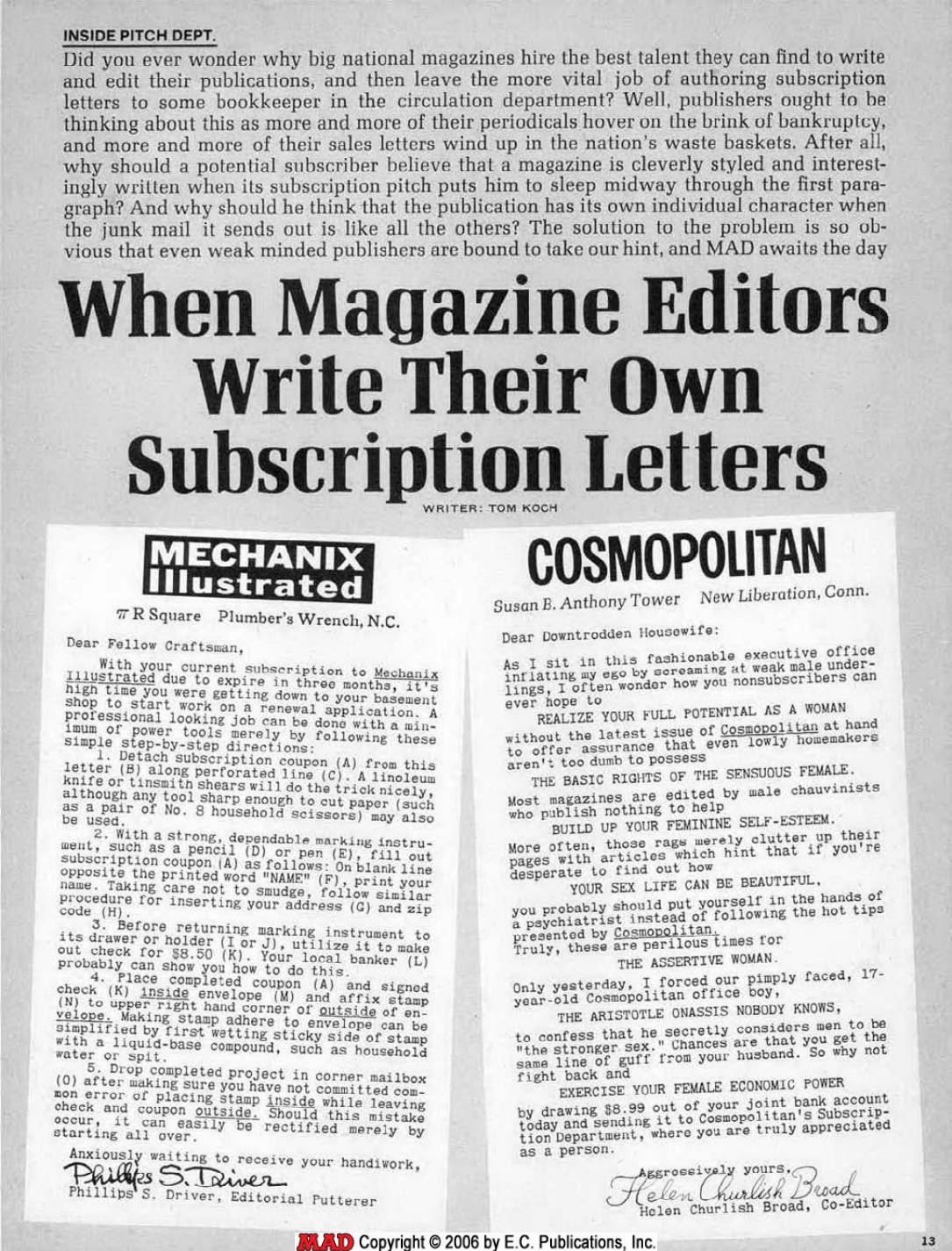 Subscription Letters (1973)