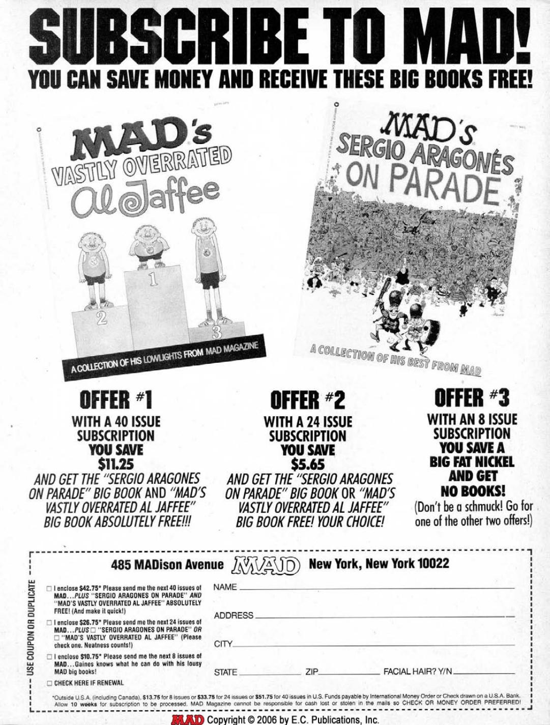 MAD Subscription Card (1988) 1