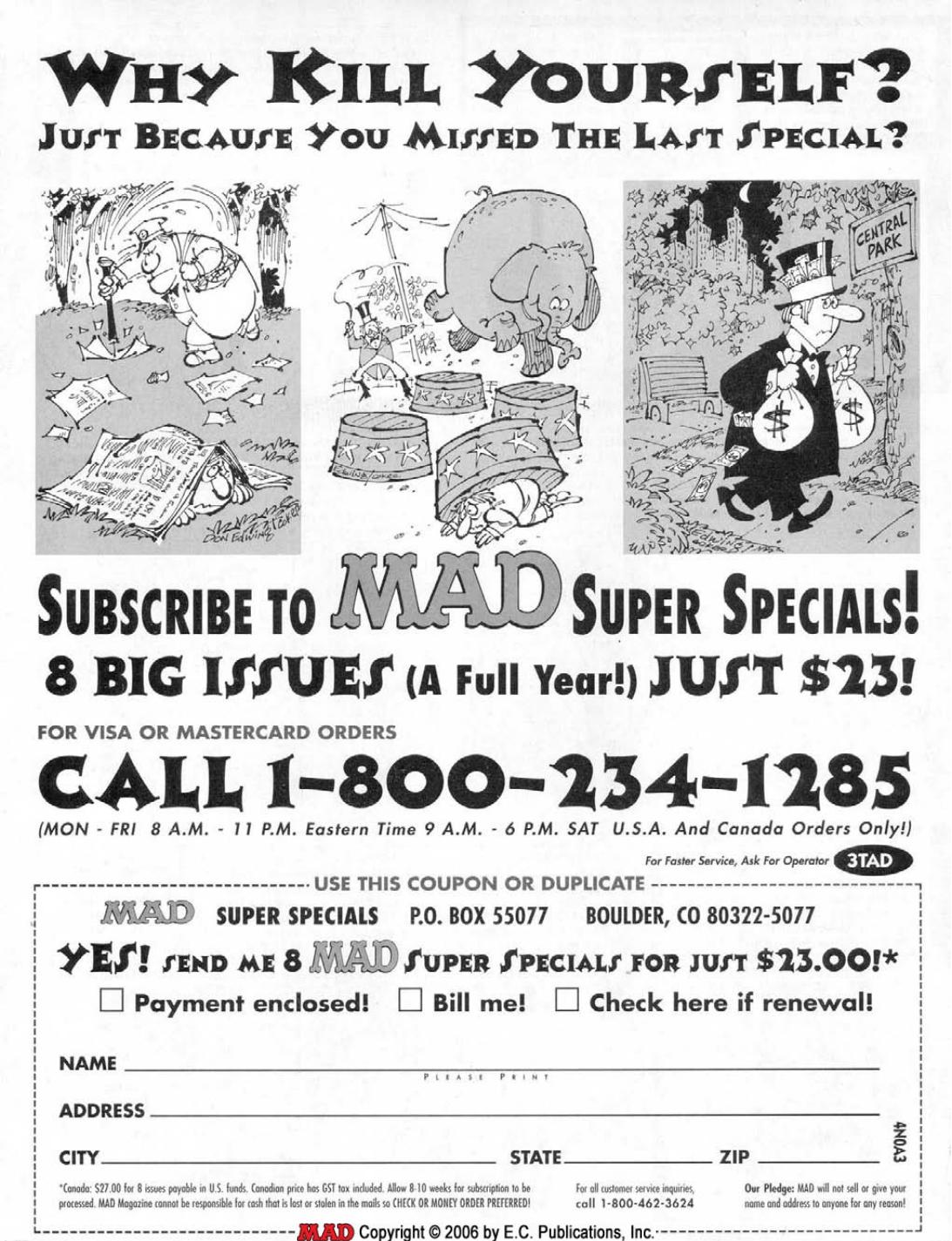 MAD Subscription Card (1997) 1