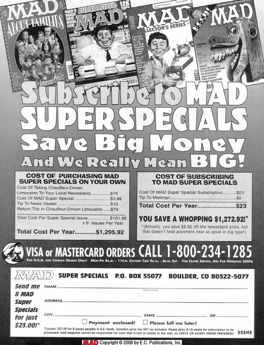 MAD Subscription Card (1998) 1