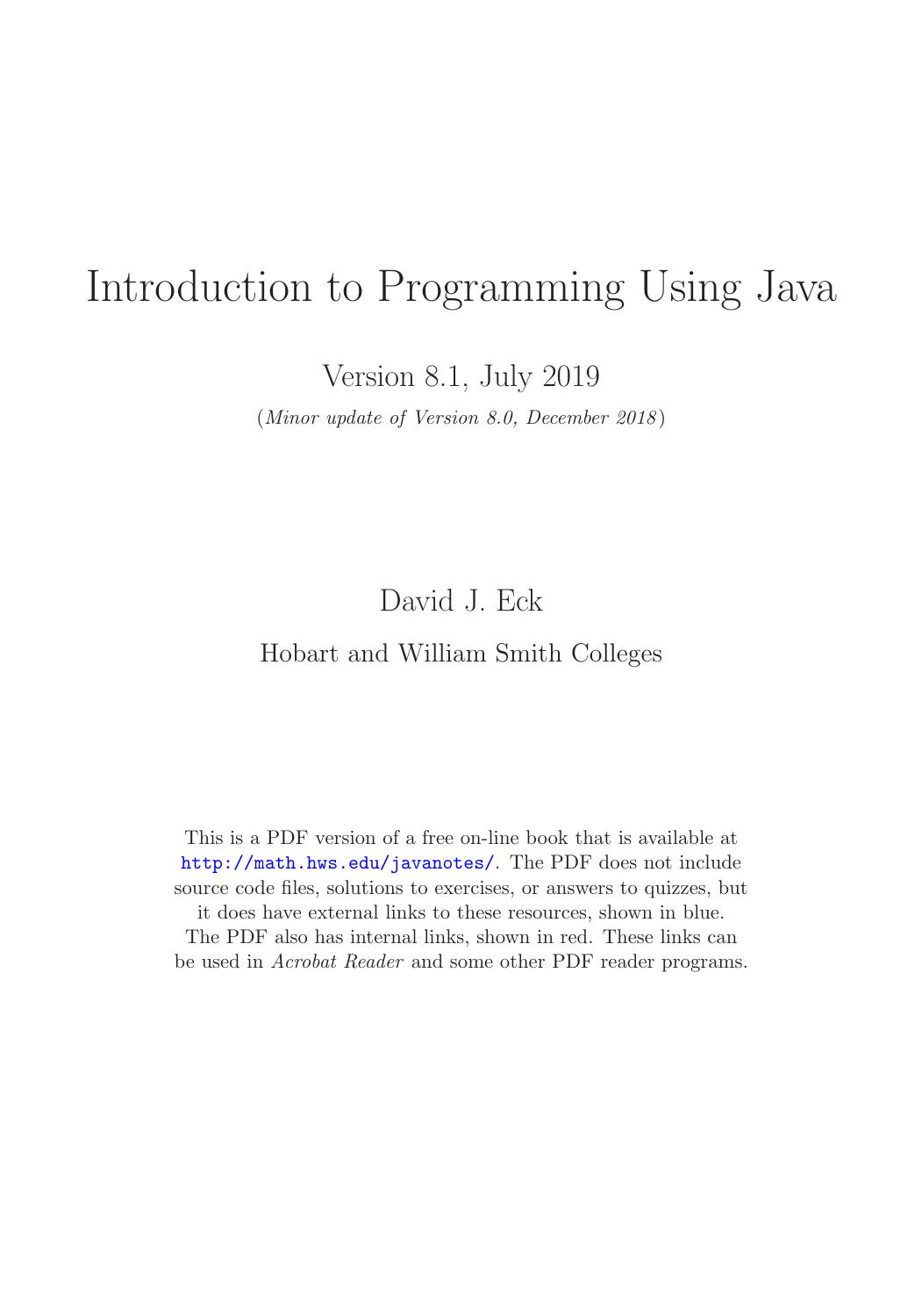 Eck D. Introduction to Programming Using Java. ver 8.1. 2019