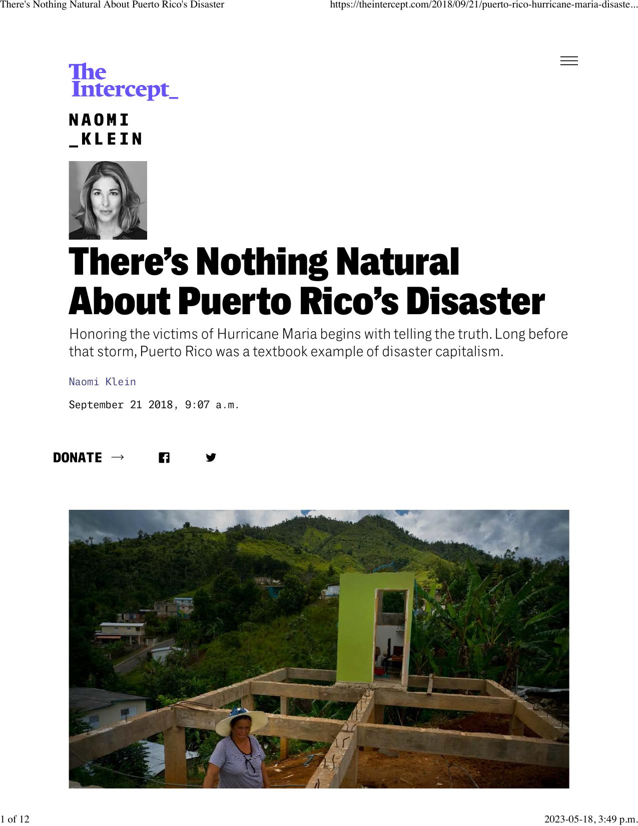 There's Nothing Natural About Puerto Rico's Disaster