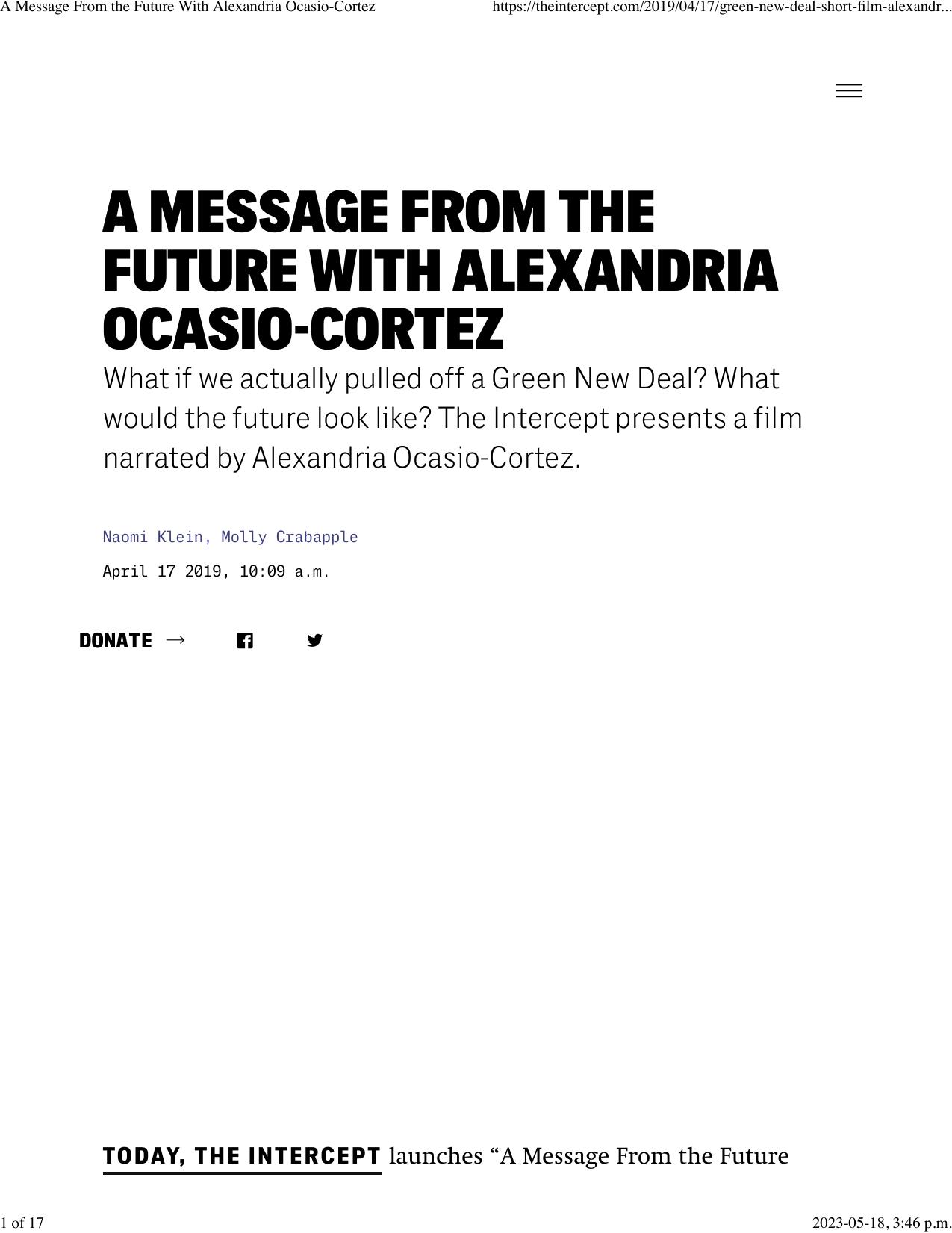 A Message From the Future With Alexandria Ocasio-Cortez