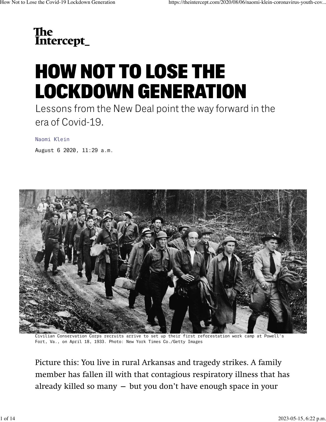 How Not to Lose the Covid-19 Lockdown Generation