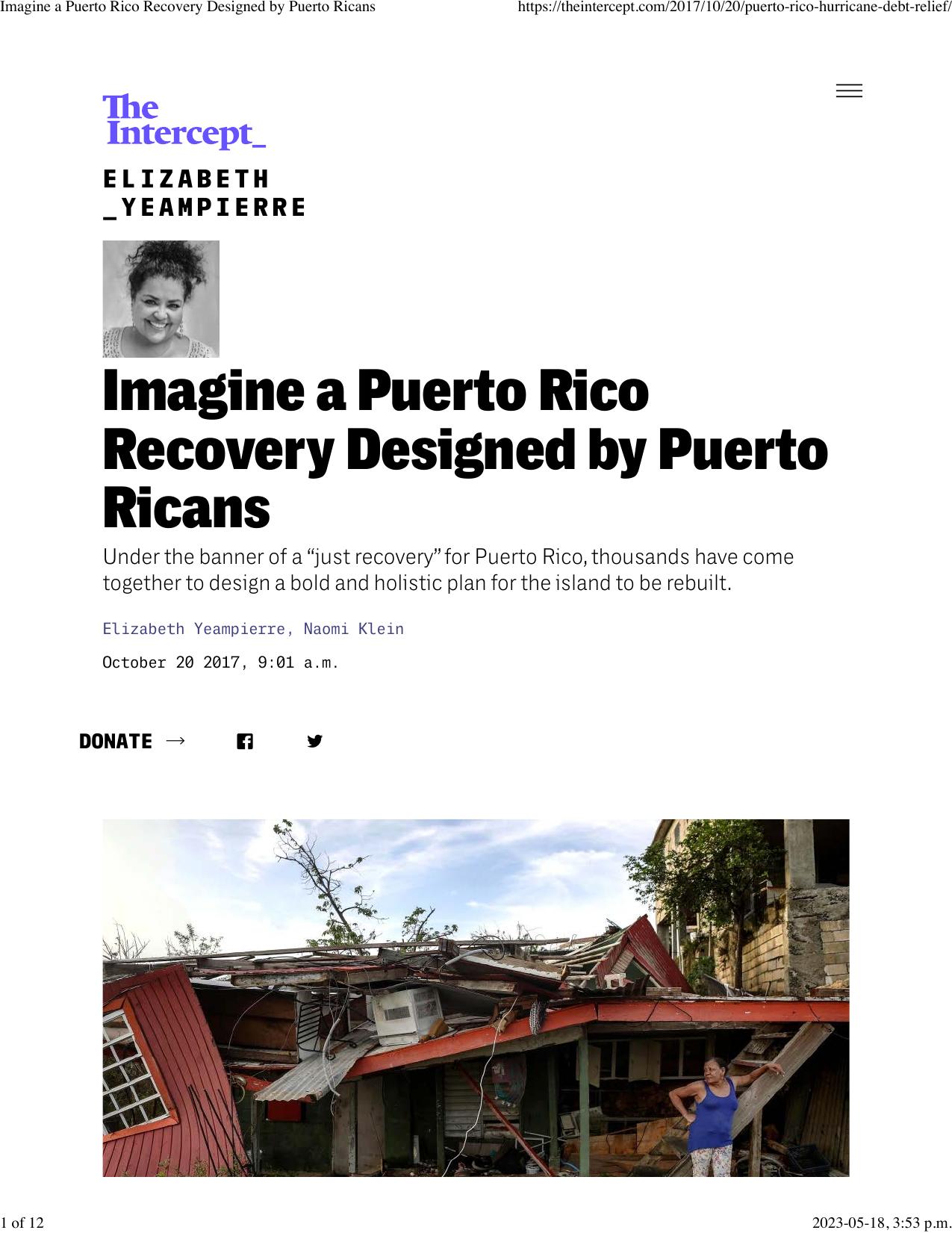 Imagine a Puerto Rico Recovery Designed by Puerto Ricans