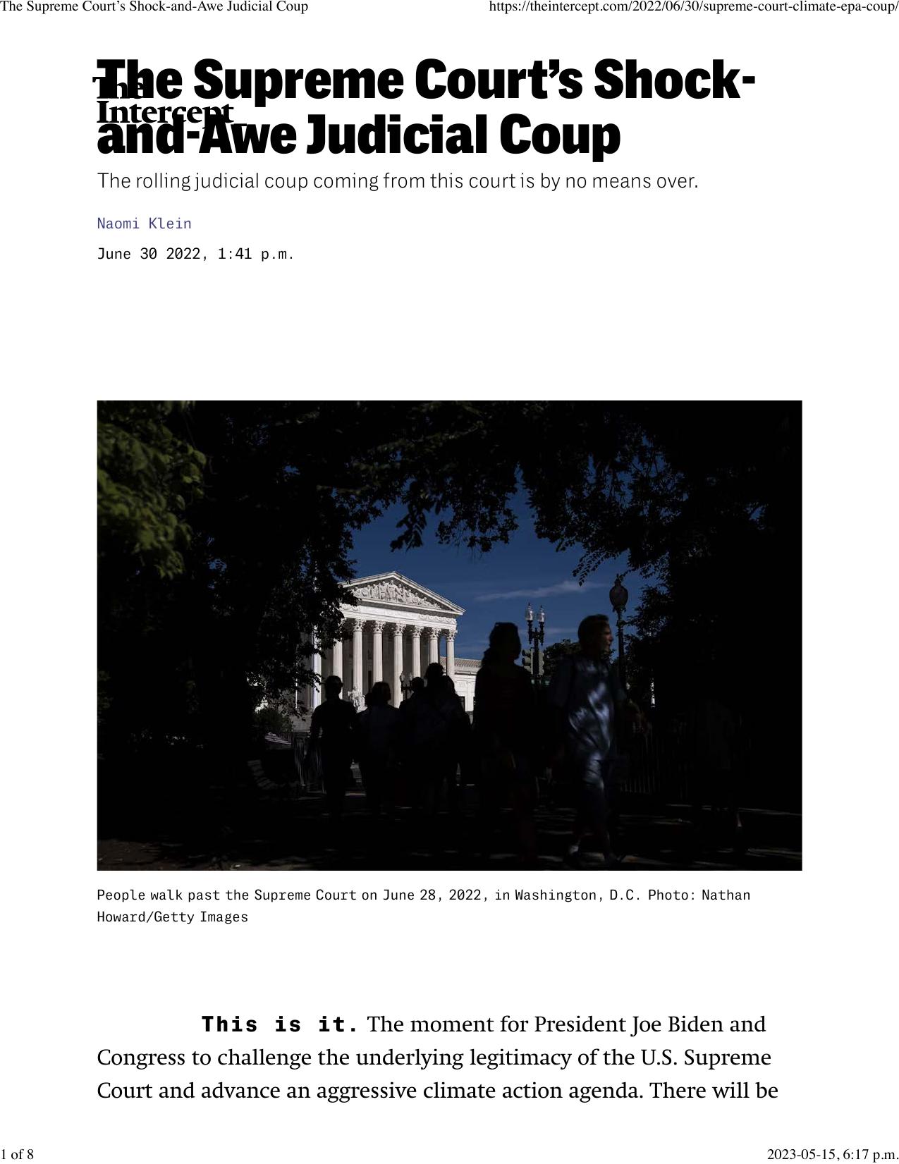 The Supreme Court’s Shock-and-Awe Judicial Coup