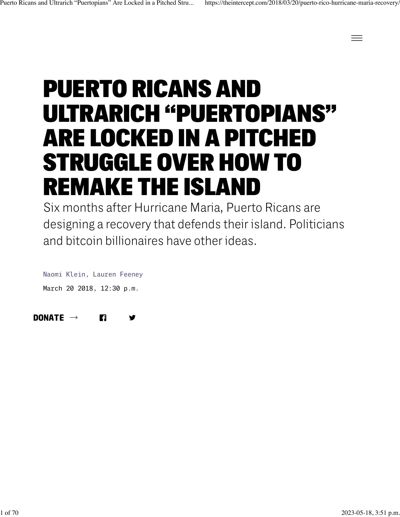 Puerto Ricans and Ultrarich “Puertopians” Are Locked in a Pitched Struggle Over How to Remake the Island