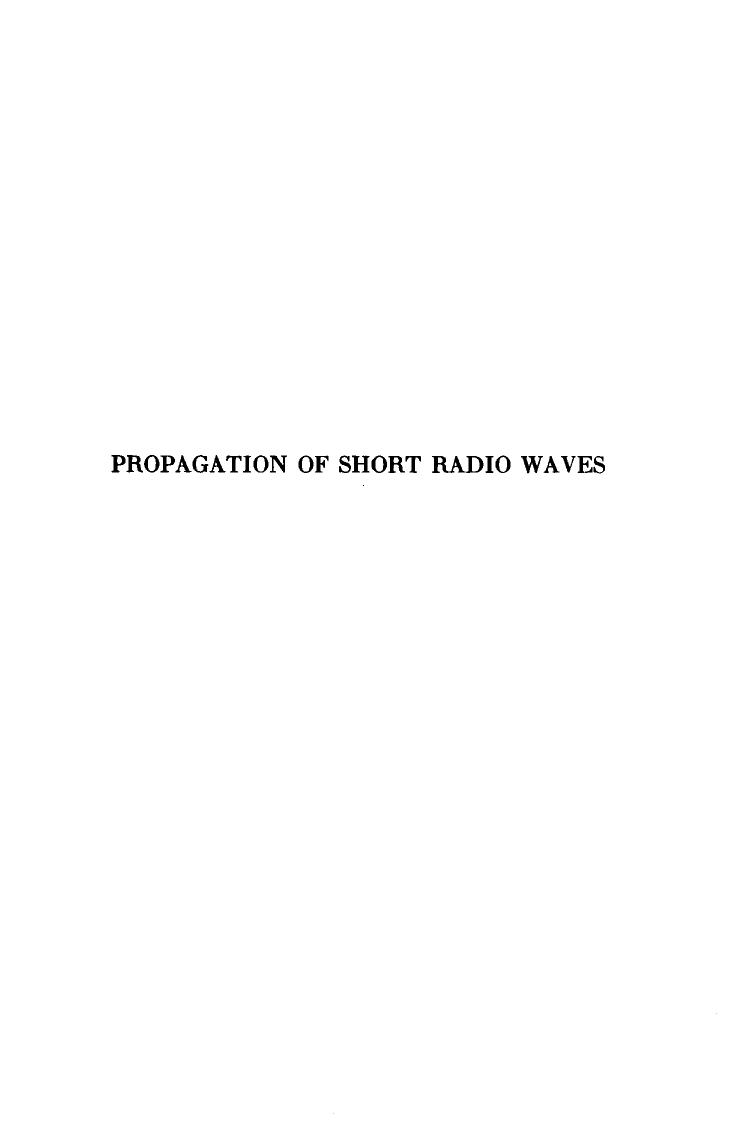 Propagation of Short Radio Waves