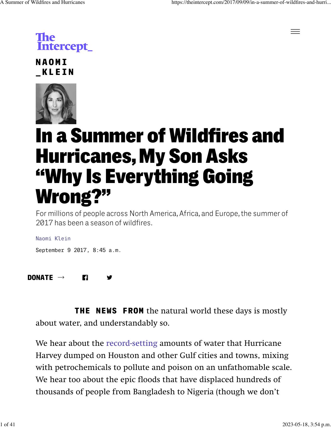 A Summer of Wildfires and Hurricanes