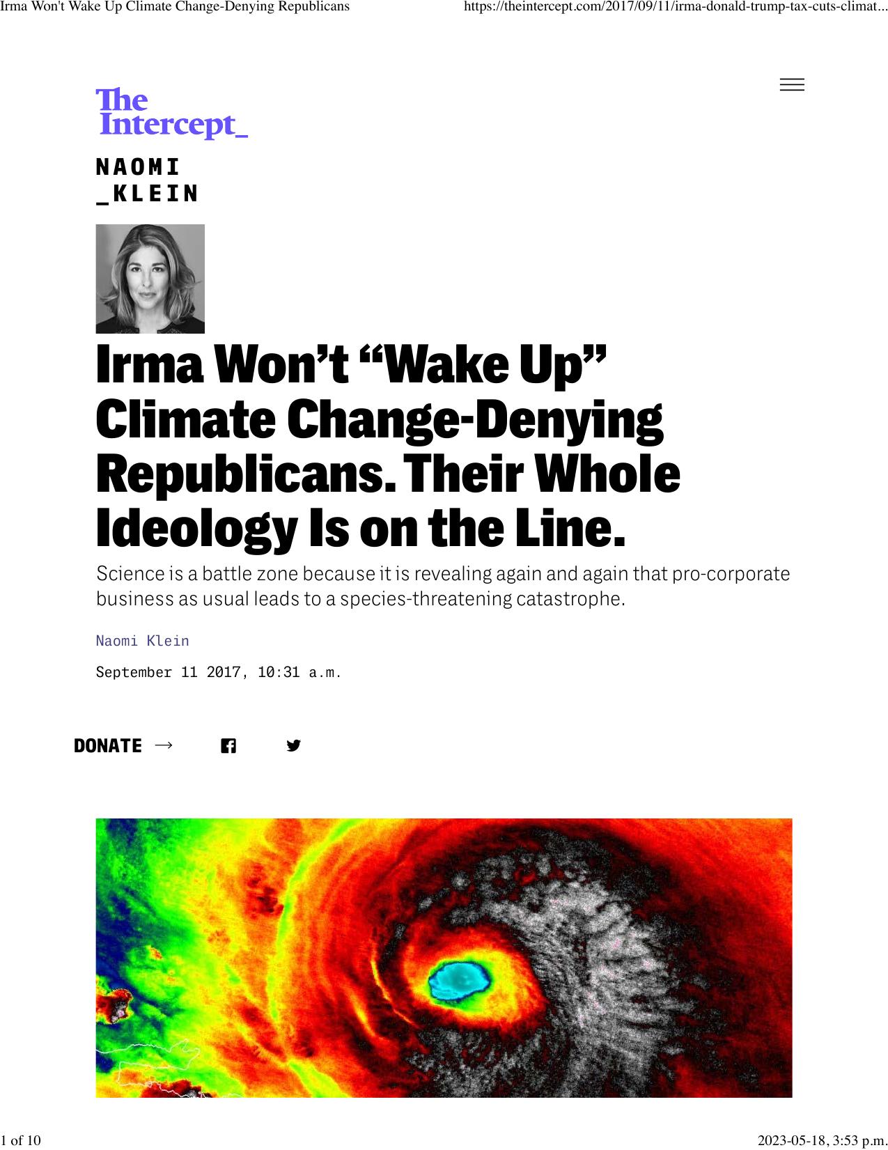 Irma Won't Wake Up Climate Change-Denying Republicans