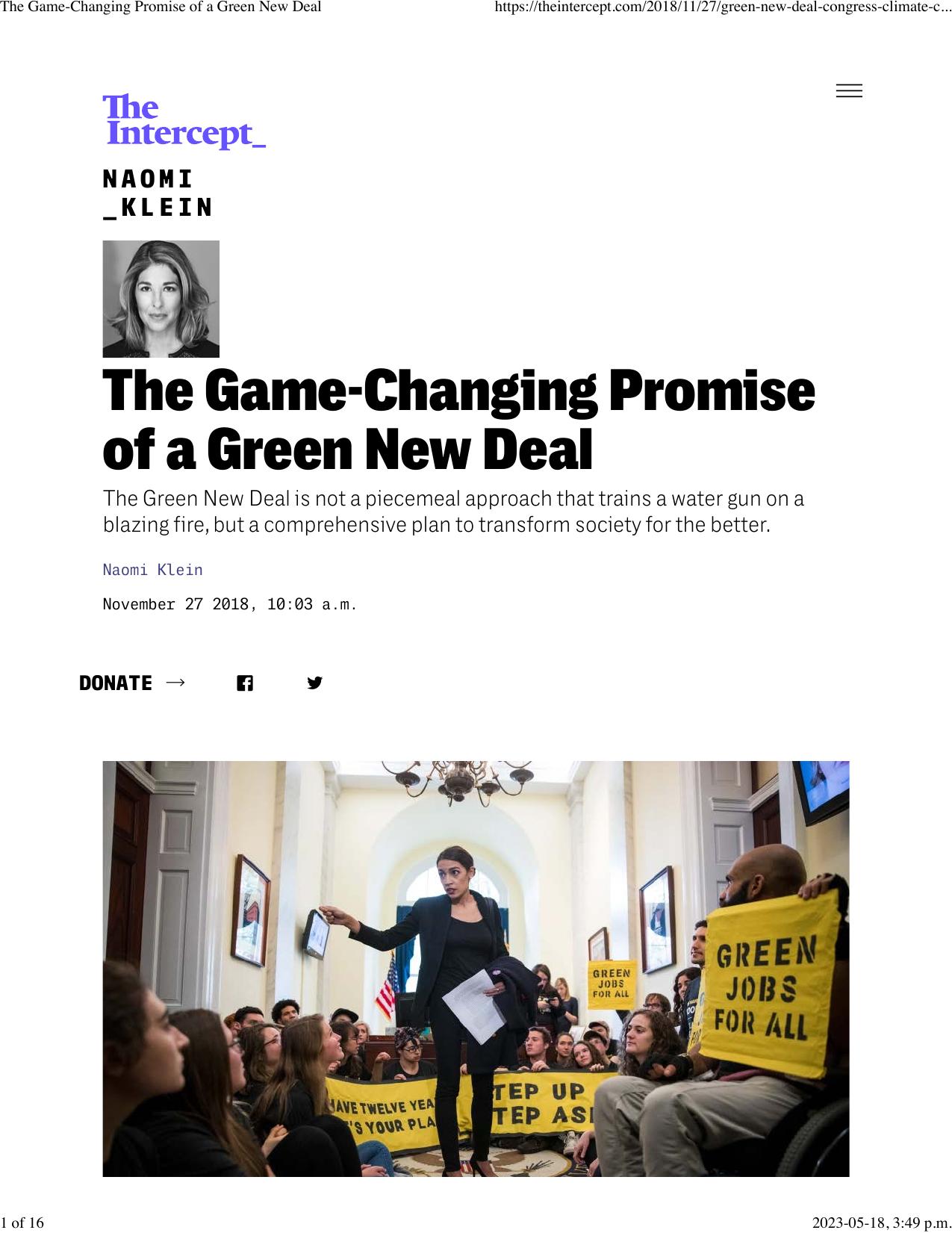 The Game-Changing Promise of a Green New Deal