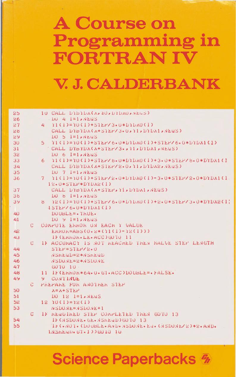 A Course On Programming FORTRAN IV