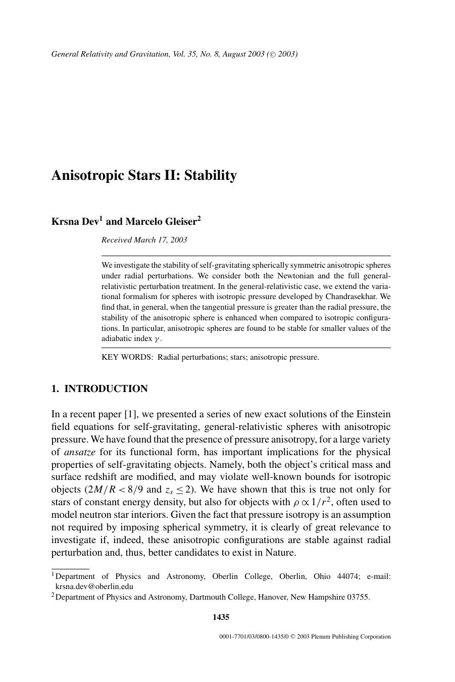 Anisotropic Stars II: Stability