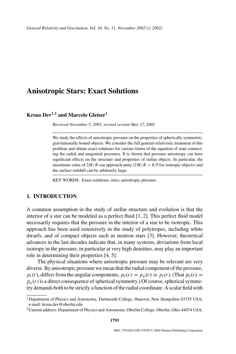 Anisotropic Stars: Exact Solutions