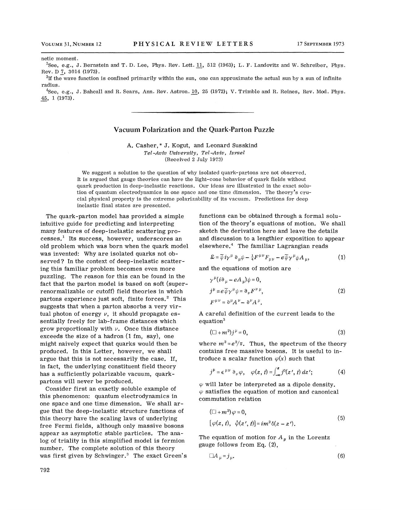 Vacuum Polarization and the Quark-Parton Puzzle