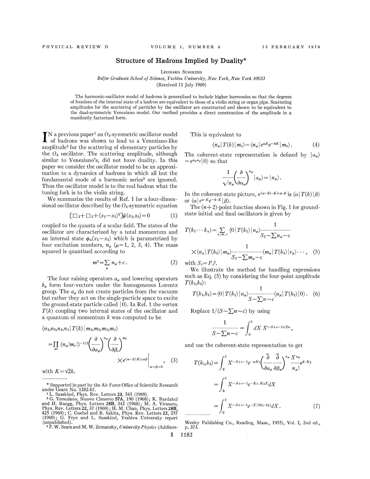 Structure of Hadrons Implied by Duality