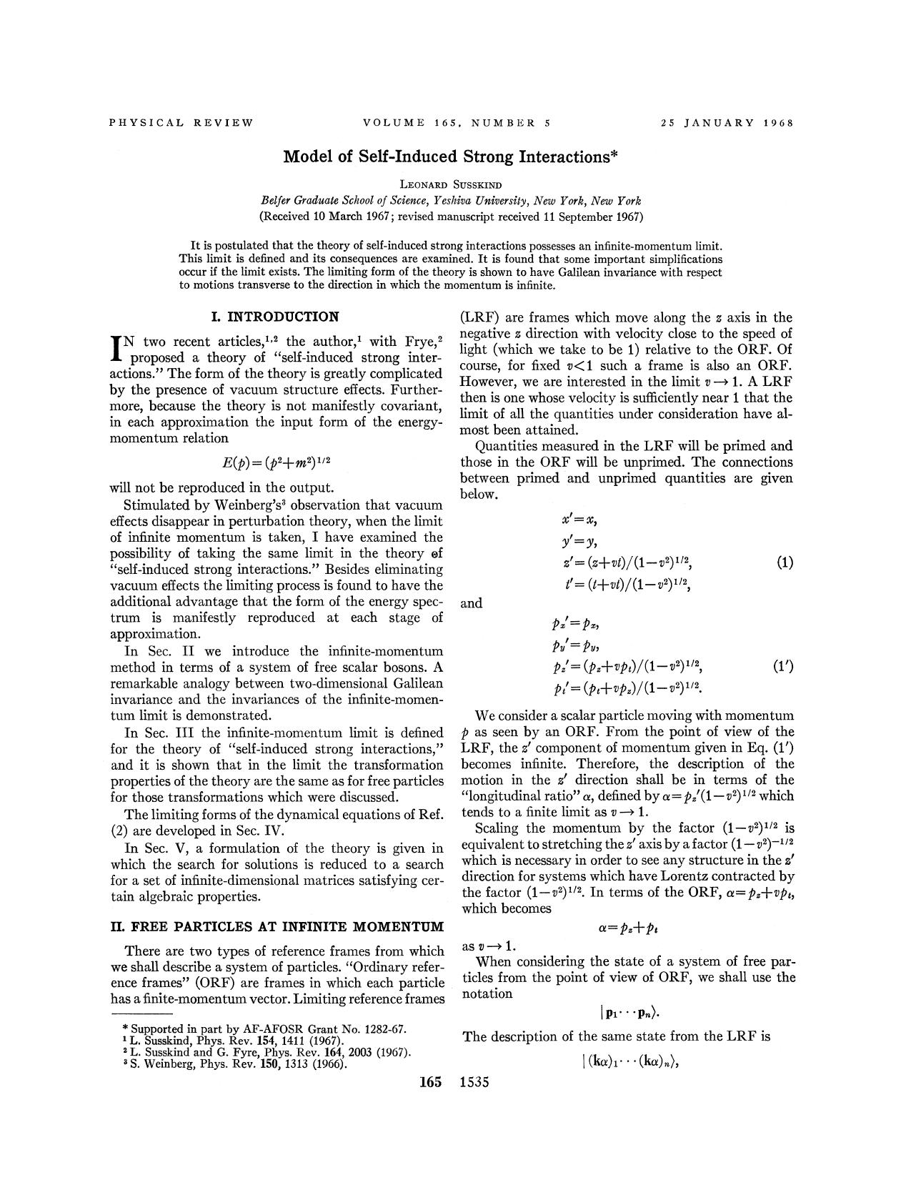 Model of Self-Induced Strong Interactions