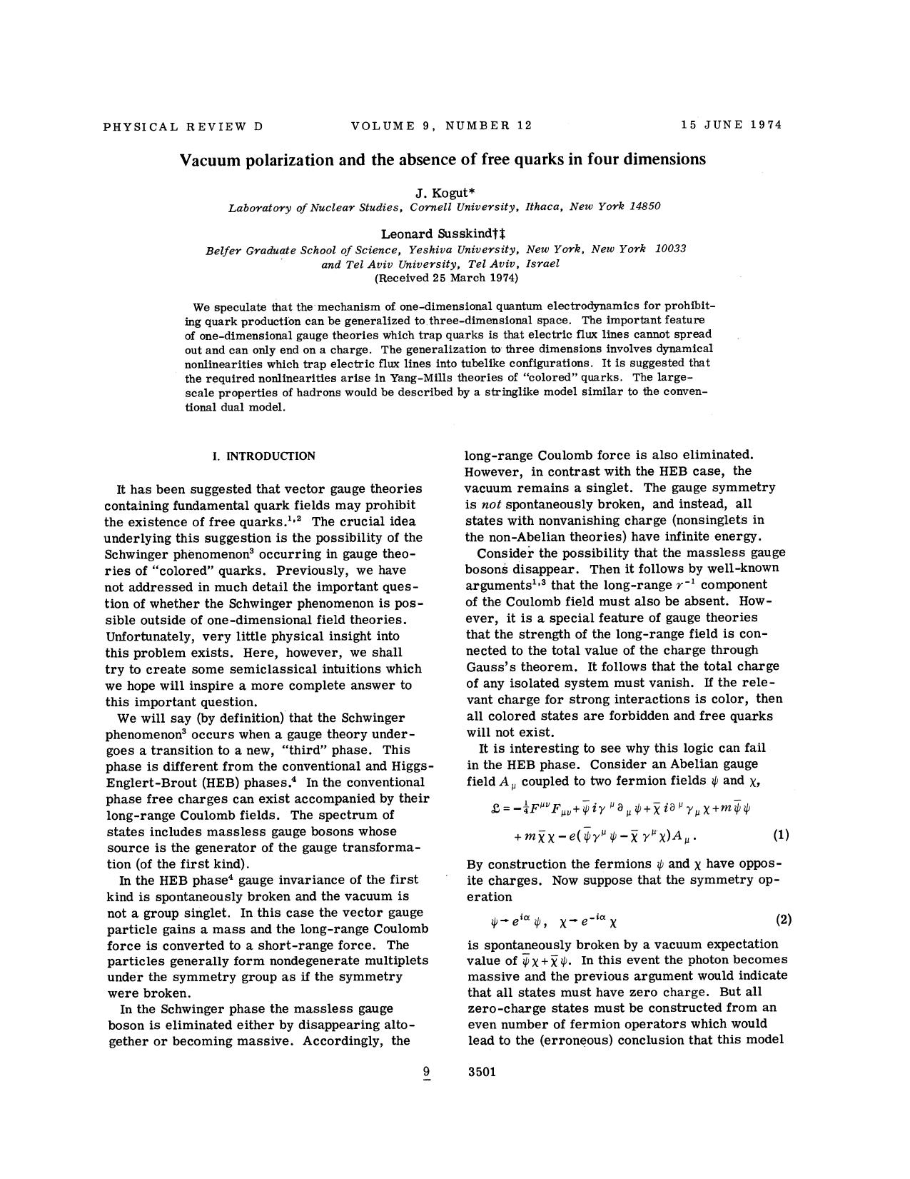 Vacuum polarization and the absence of free quarks in four dimensions