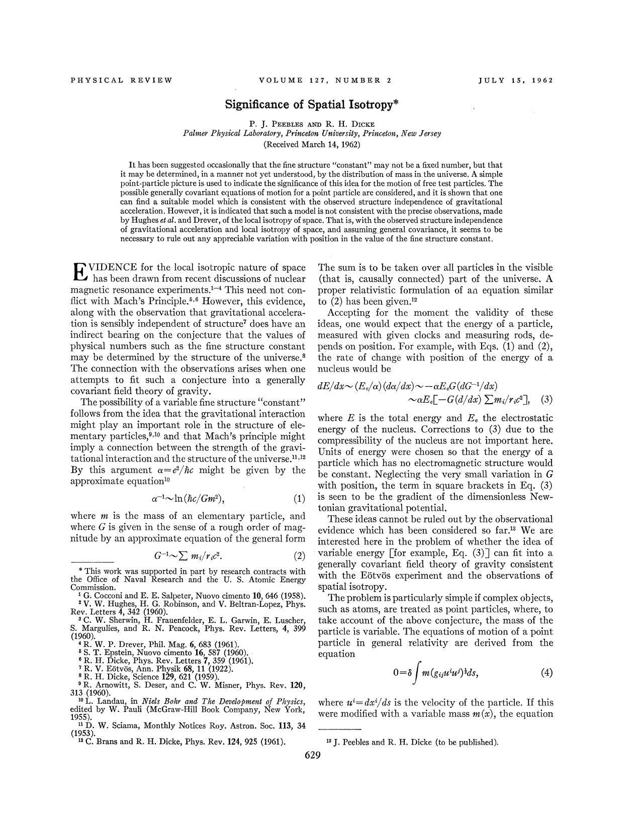 Significance of Spatial Isotropy