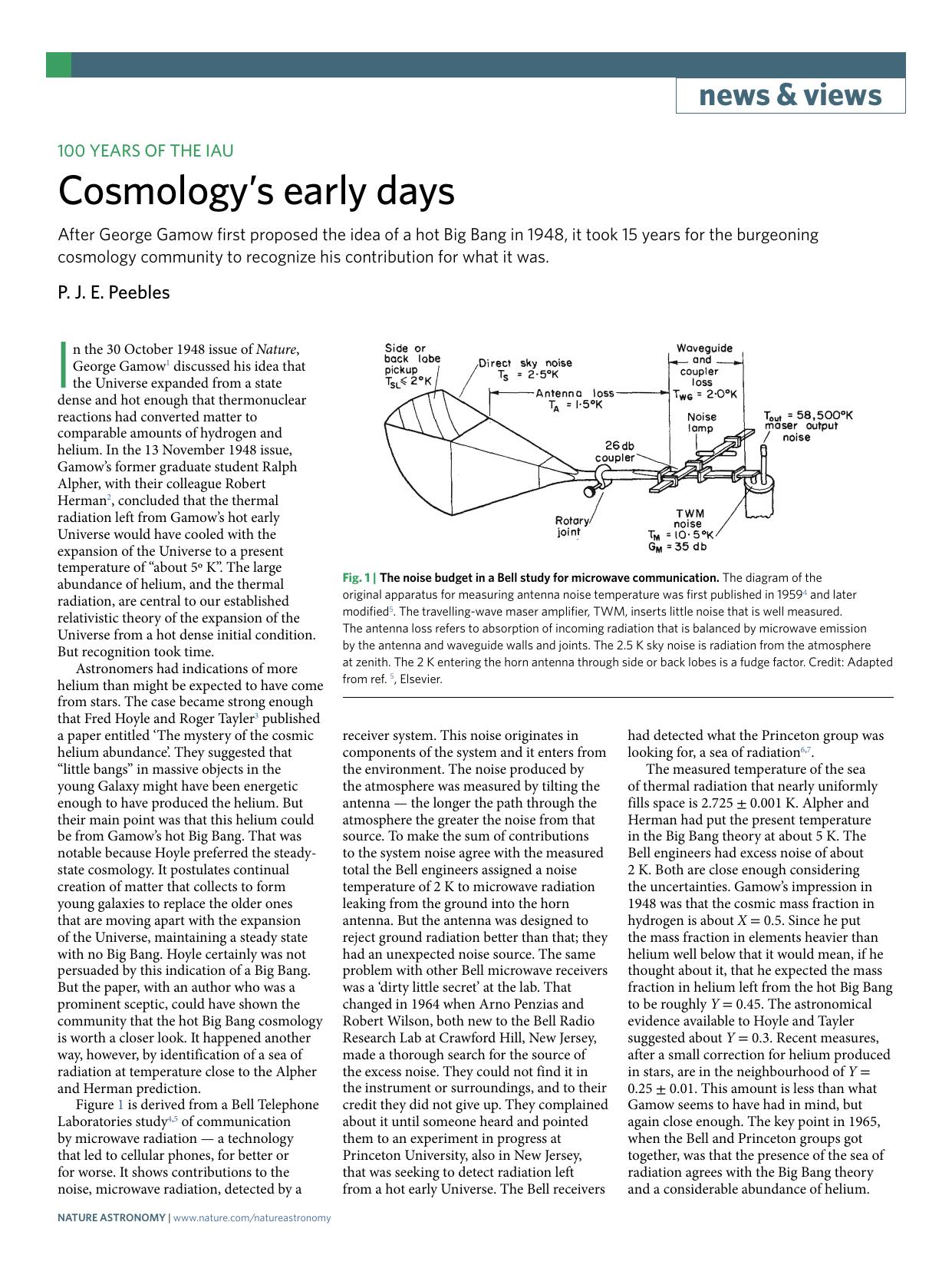 Cosmology’s early days