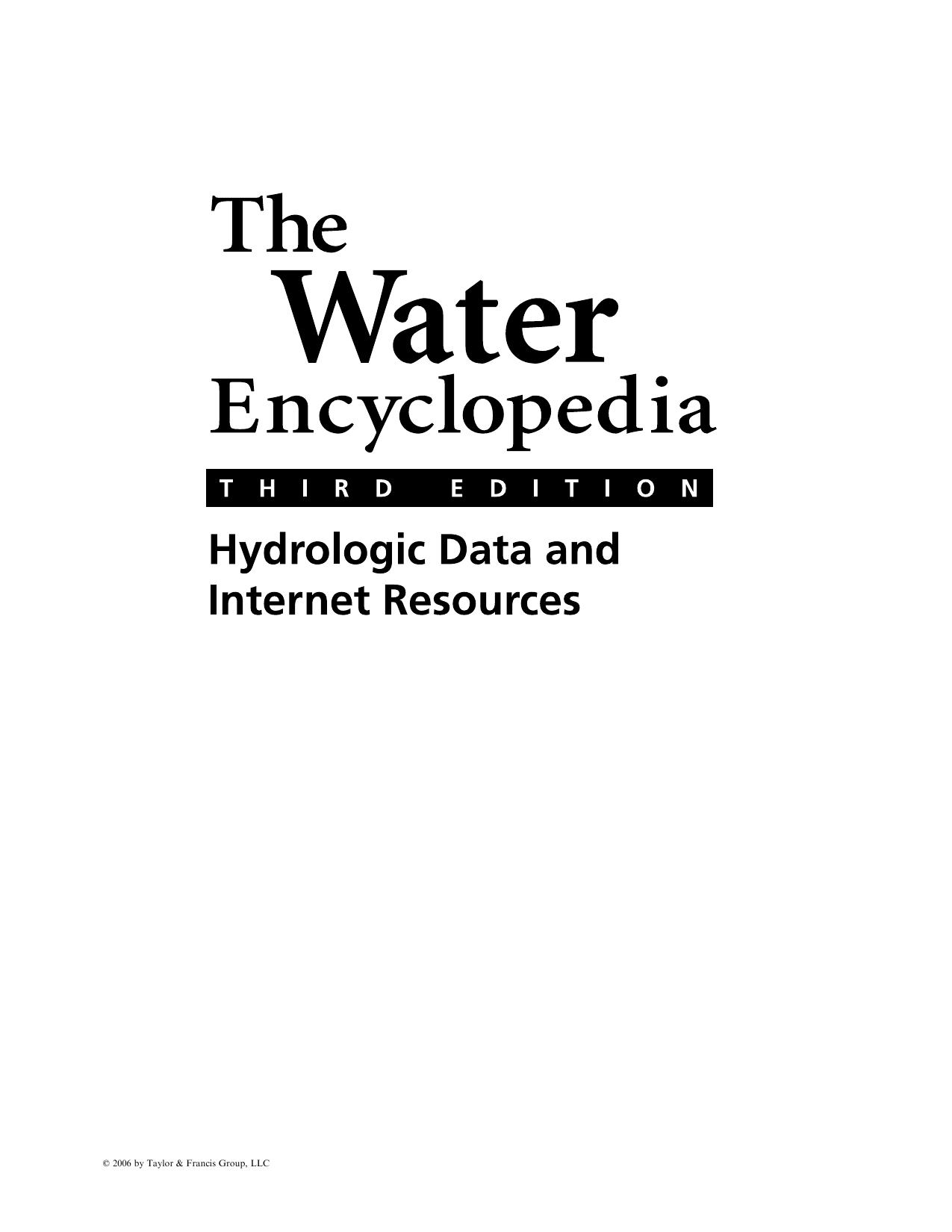 THE WATER ENCYCLOPEDIA: HYDROLOGIC DATA AND INTERNET RESOURCES