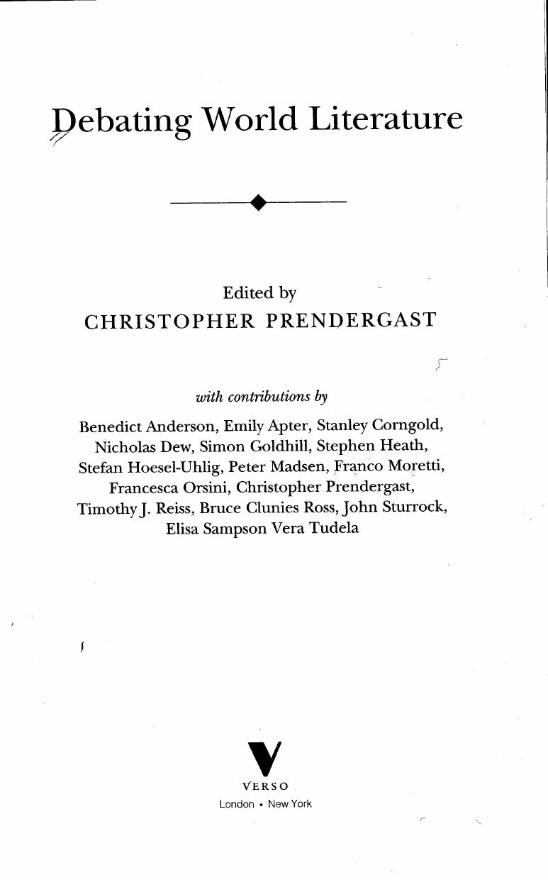 Debating World Literature by Christopher Prendergast