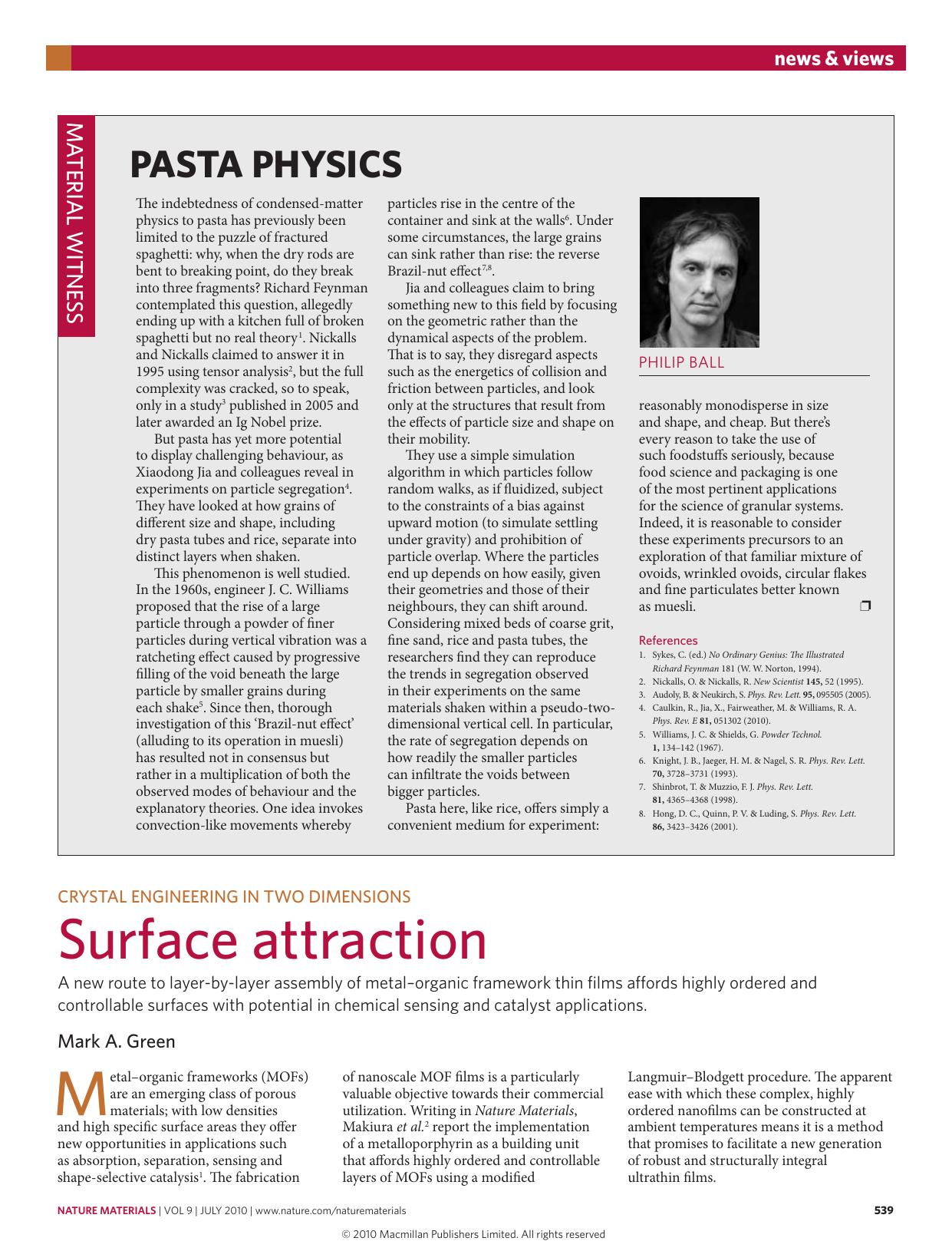 Material witness: Pasta Physics