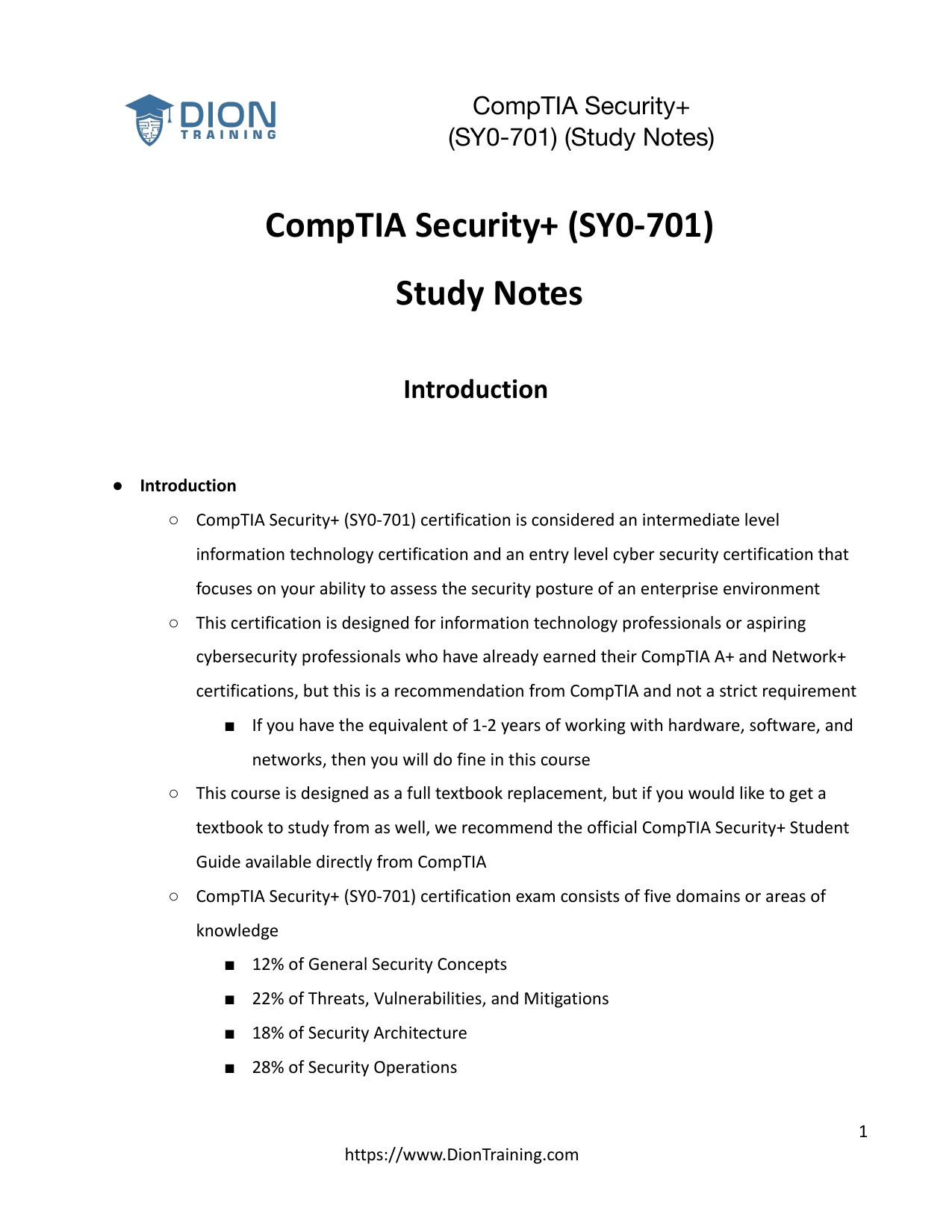 CompTIA Security+ (SY0-701) Study Guide