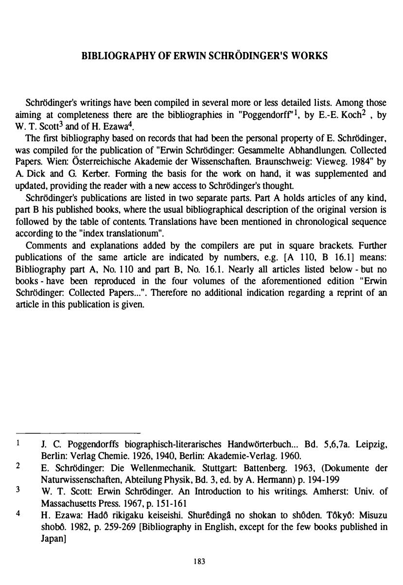 Bibliography of Erwin Schrödinger’s Work (1992)