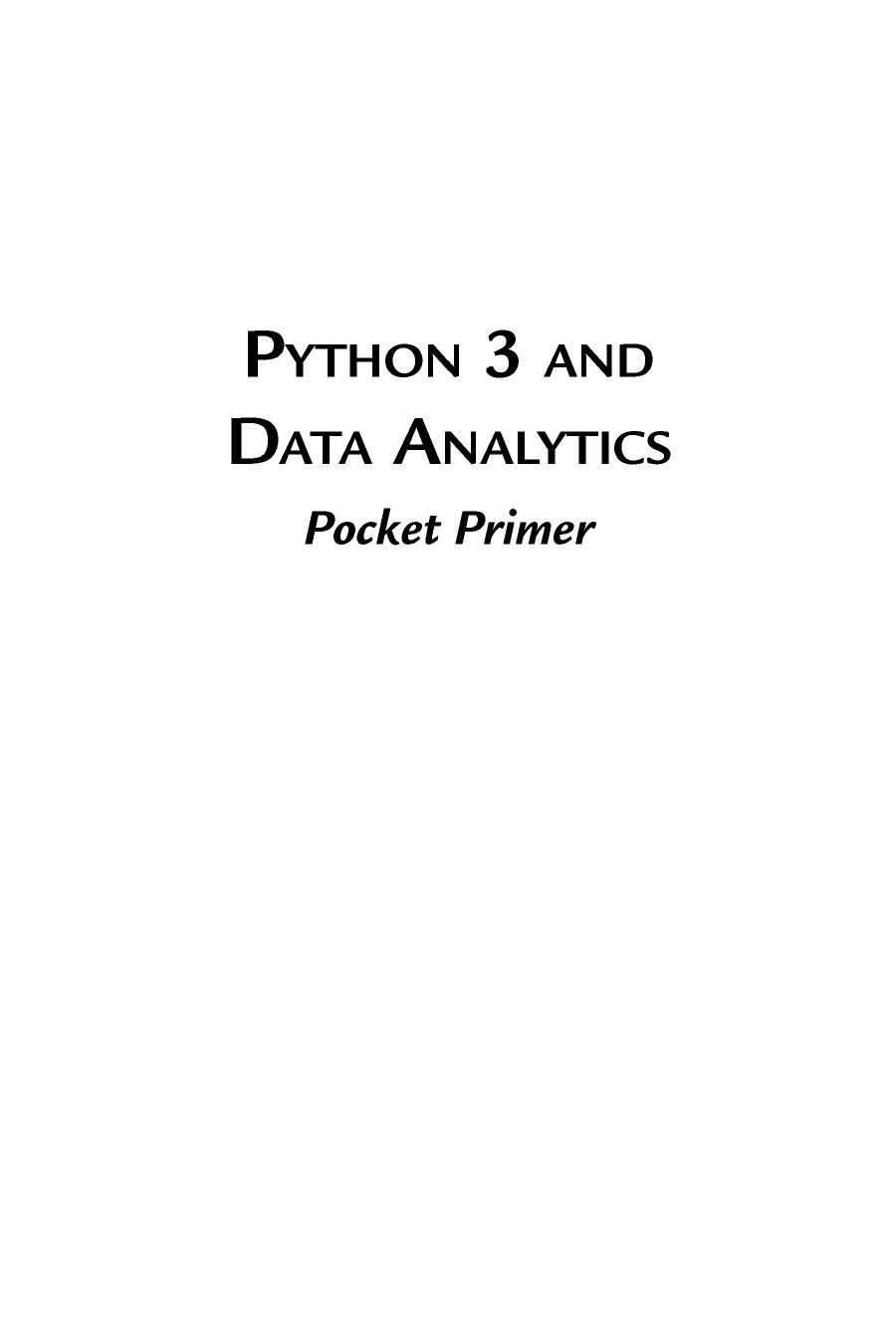 Python 3 and Data Analytics Pocket Primer