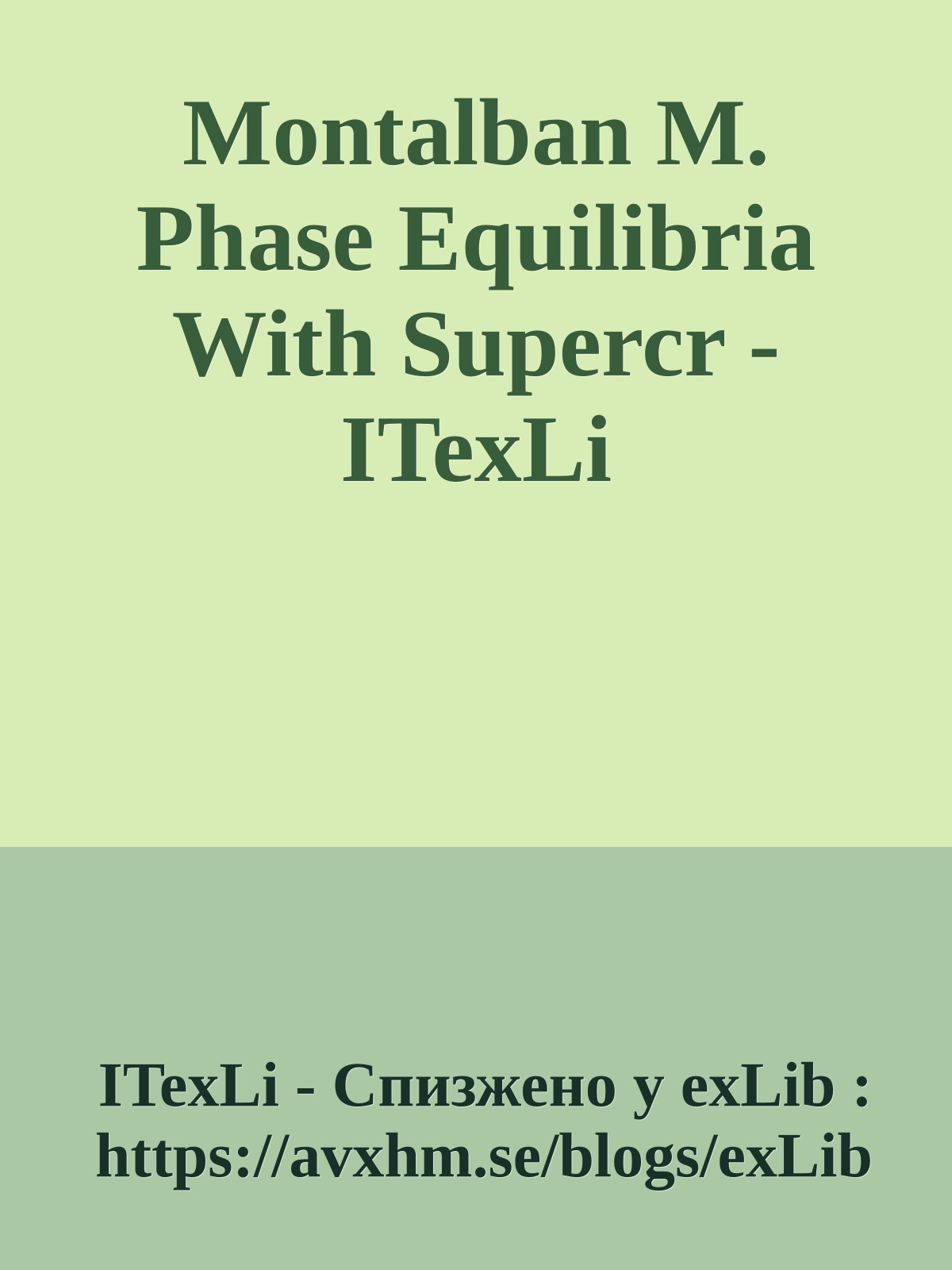 Montalban M. Phase Equilibria With Supercr - ITexLi