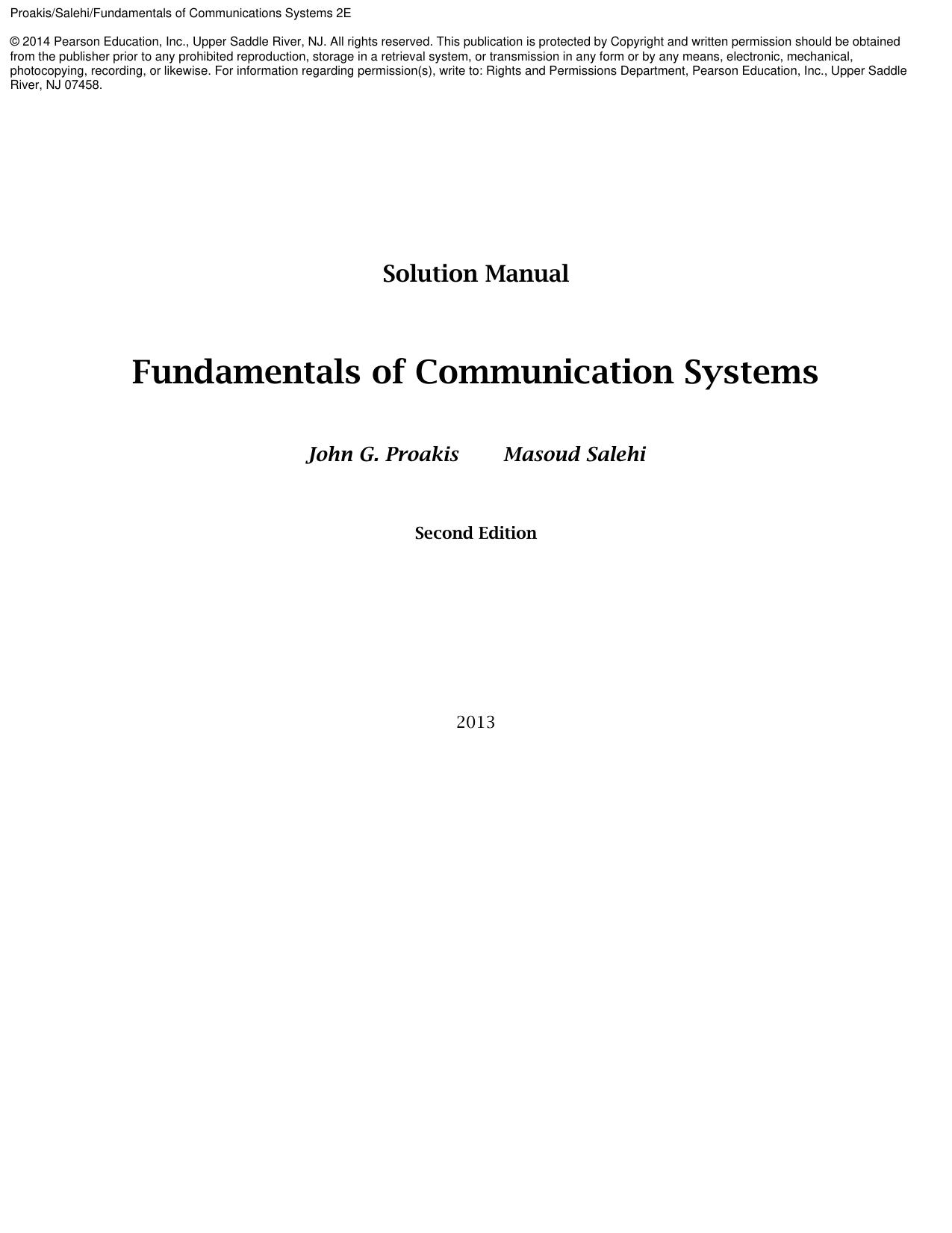 Proakis J. Fundamentals Of Communication Systems 2ed 2014 Sol.Man