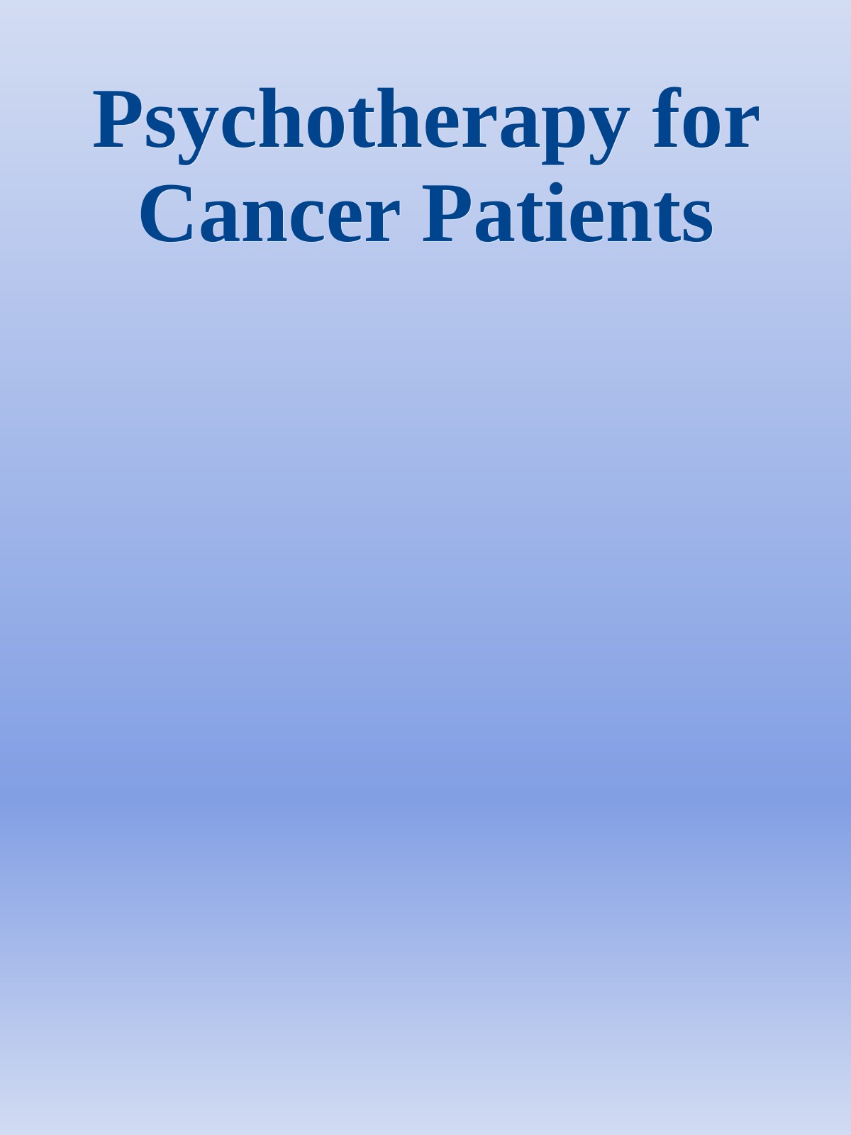 Psychotherapy for Cancer Patients
