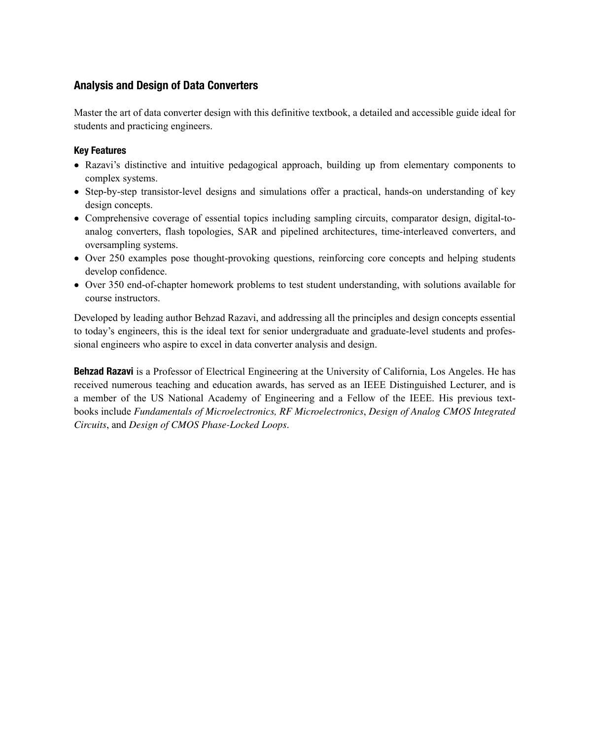 Razavi B. Analysis and Design of Data Converters 2025