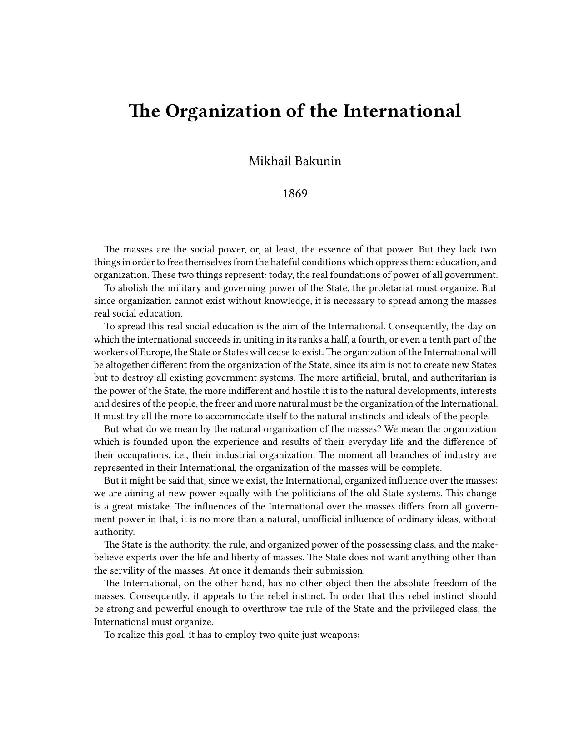 The Organization of the International