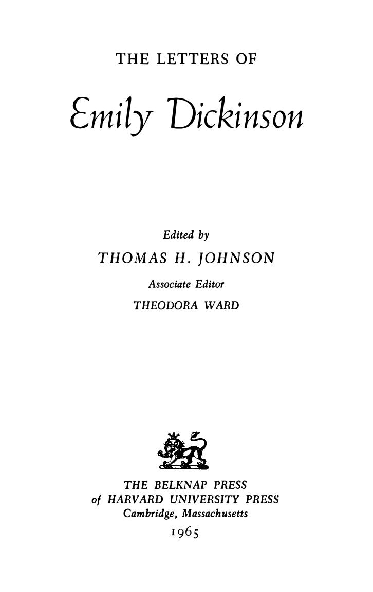 The Letters of Emily Dickinson, Volume 3